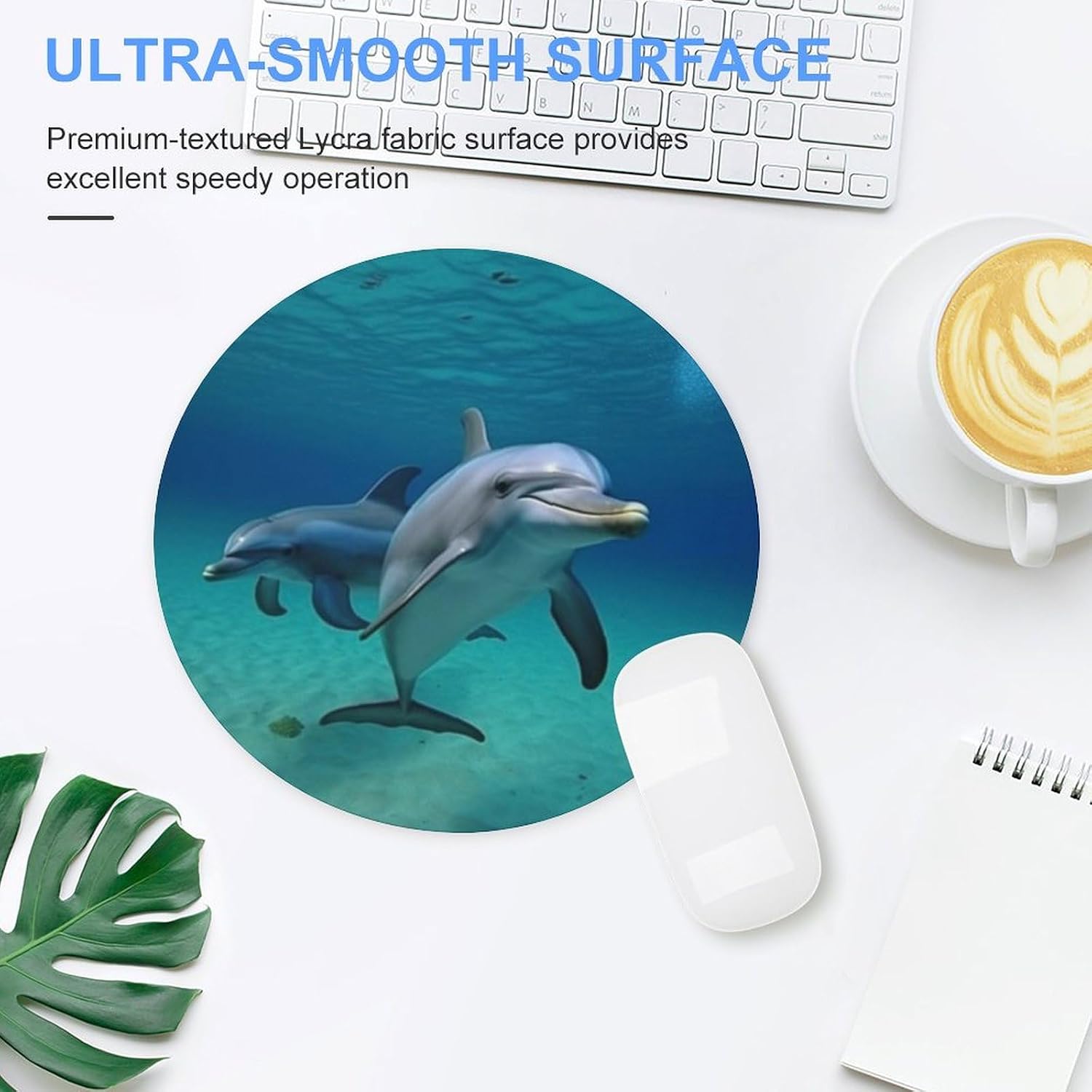 Dolphins Underwater Mouse Pad with Non-Slip Rubber Base Personalized Round Mouse Mat Nice and Cute Gaming Mousepad for Computers Home Office Desk Decor Accessories image 4