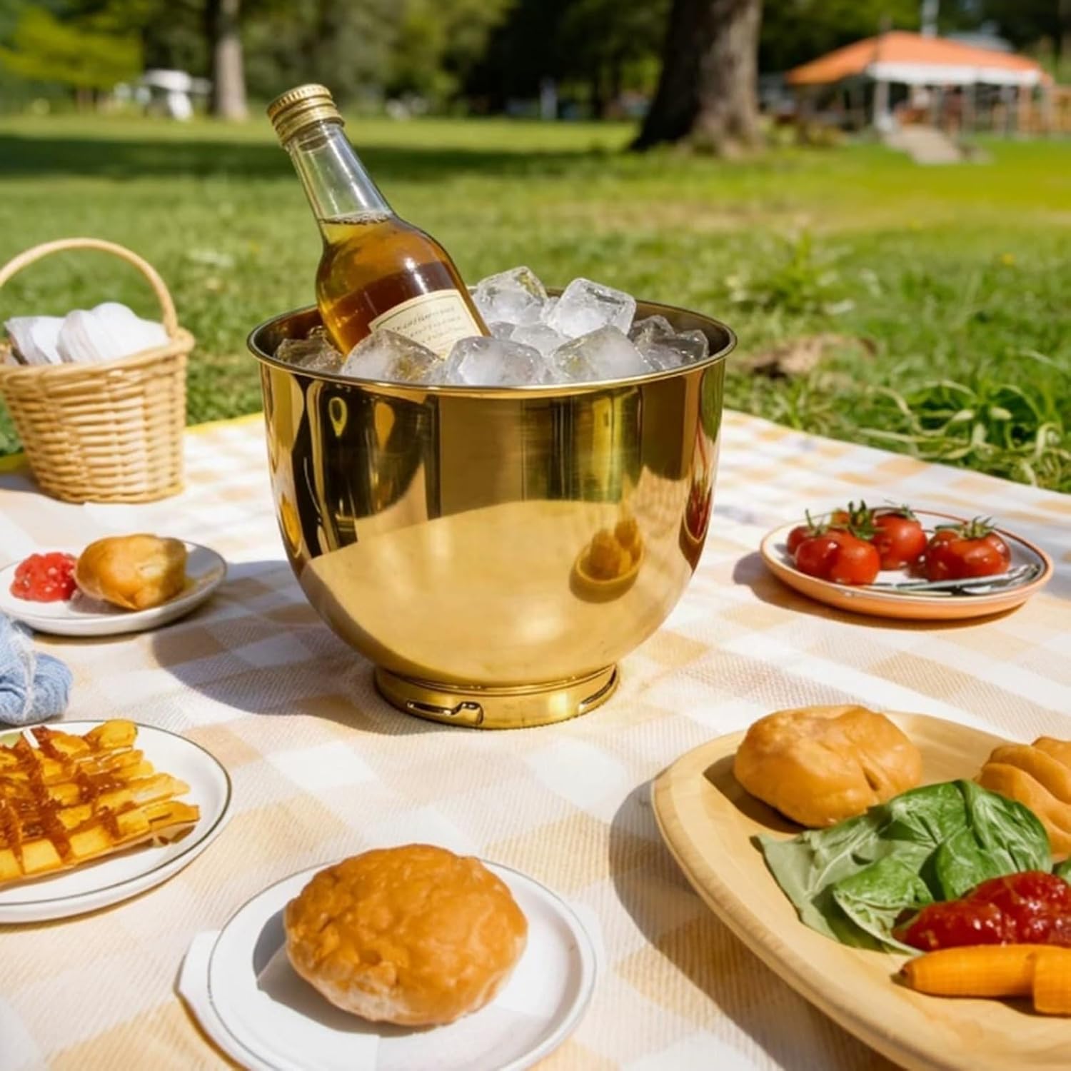 Ice Buckets For Parties Ice Bucket For Cocktail Bar 165oz（4.8L) good For Wine, Champagne Or Beer Bottles(Silver)