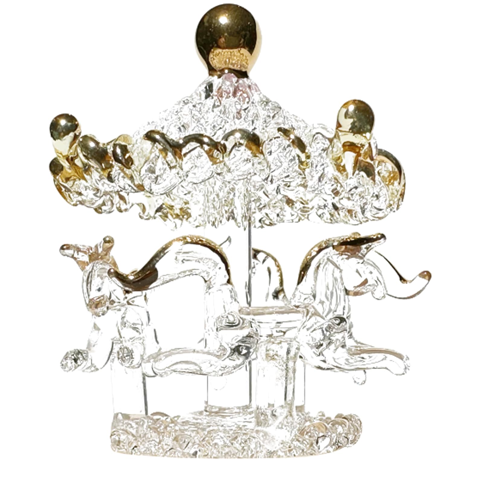 Adornos de Cristal Hechos a Mano de Oro Hueco, carrusel de Castillo de Luna de Cristal soplado a Mano, Adornos Huecos Hechos a Mano, Regalo Bonita Figura