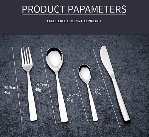 Miniatura 5 de Juego de cubiertos para 10 cubiertos modernos de acero inoxidable de alta calidad 40 piezas incluye cuchillos tenedores y cucharas para el hogar