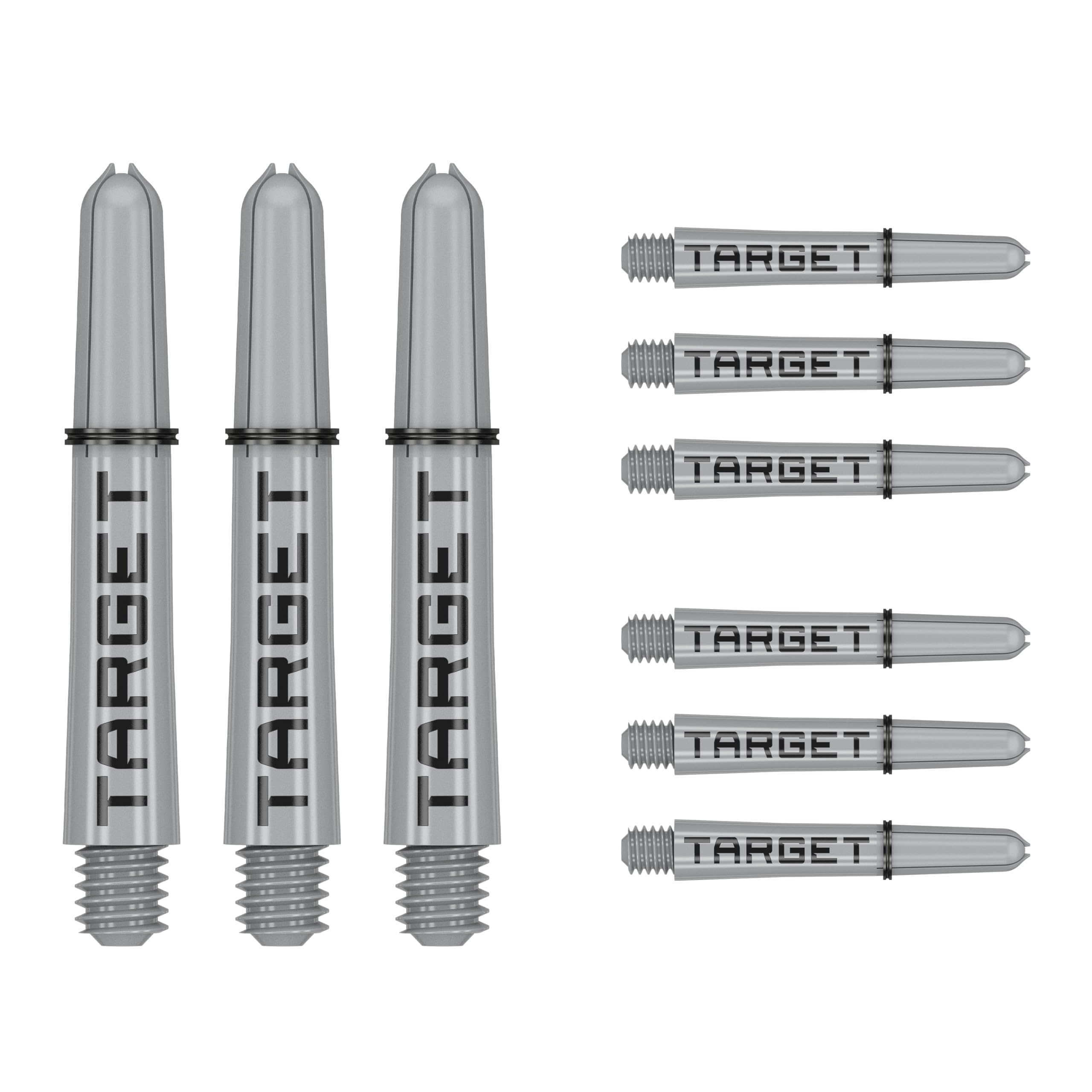 Target Darts Shaft PRO Grip Tag Shaft (9 Pack) Alberi Multipack, Accessori Professionali per Freccette, Set di Alberi per Freccette (7 Combinazioni di Colori) - Lunghezza Corta/Intermedia/Media