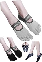 Pilates Socks with Grips for Women - 2-pack Non Slip Cotton and Stretchy Socks in Black & White, Fits Snugly and Securely Toe Socks - Comfortable Grip Socks for Pilates, Yoga, Barre, Ballet & Dance, Multicolored, 7-9