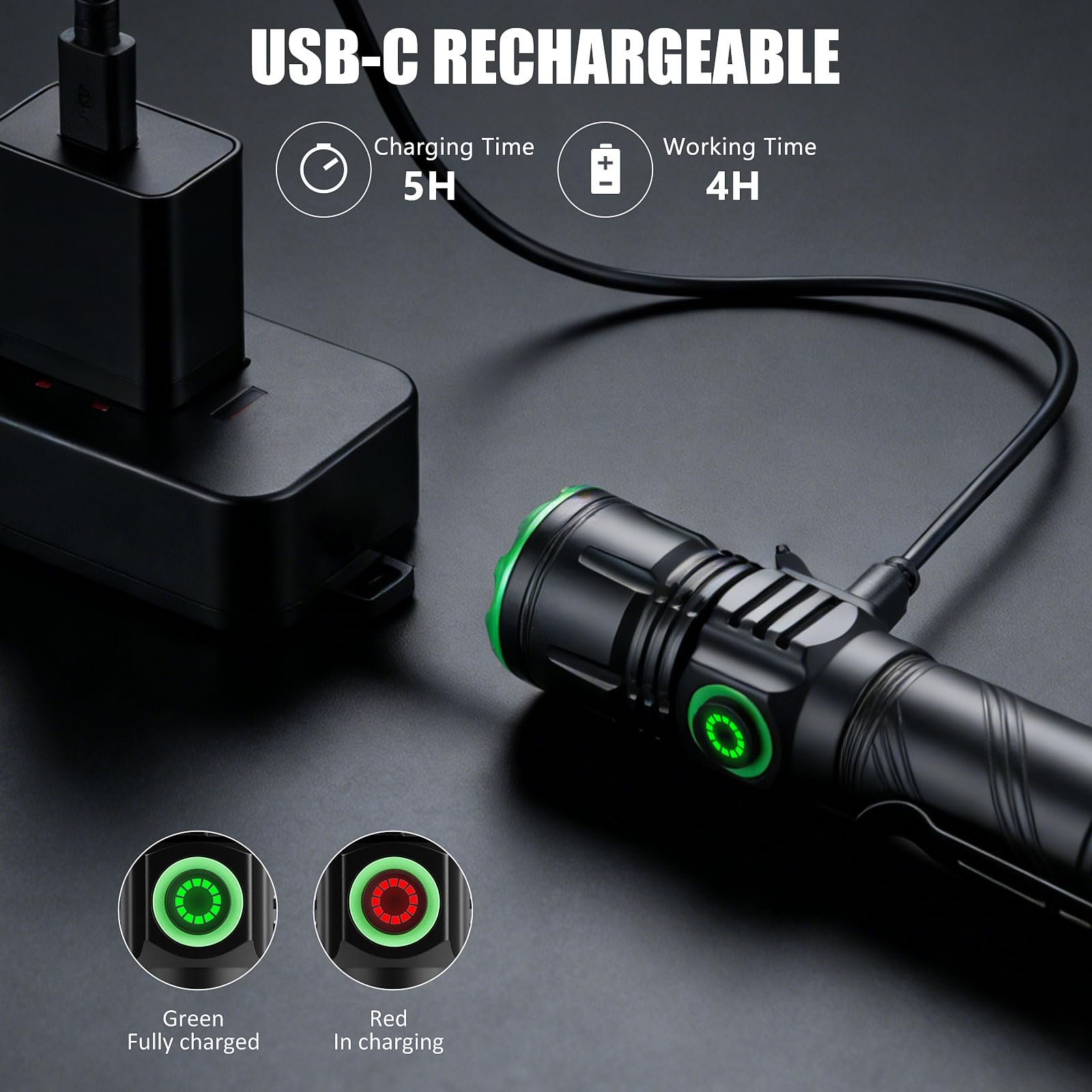 WindFire Torcia a luce verde ricaricabile, torce da caccia verde con clip, mini torcia tattica a LED a modalità singola per caccia coyote maiale varmint, pesca notturna