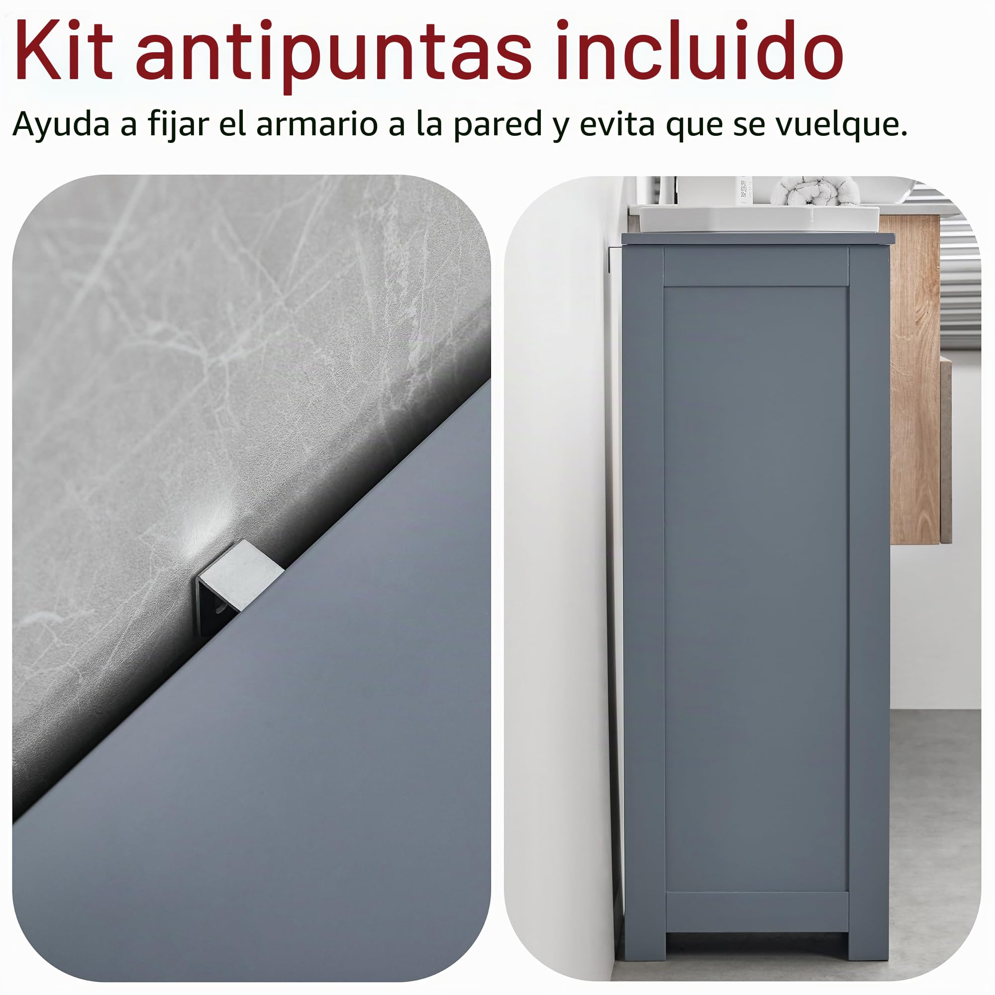 Bath Vida Priano - Armario de pie para baño, 4 cajones, Madera, Color Gris