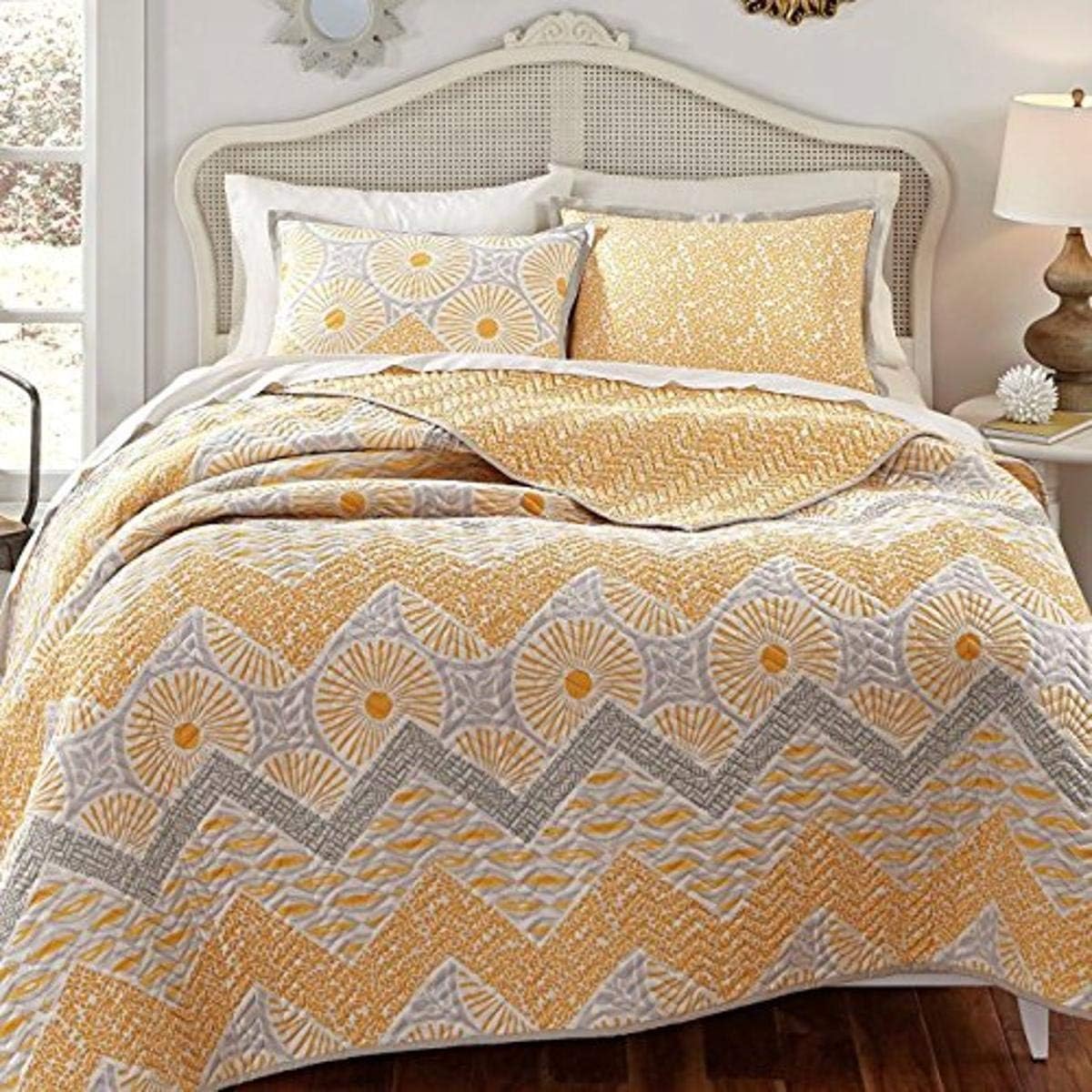 KD Spain Sunnyside Quilt Sham Set, Gold Yellow, King