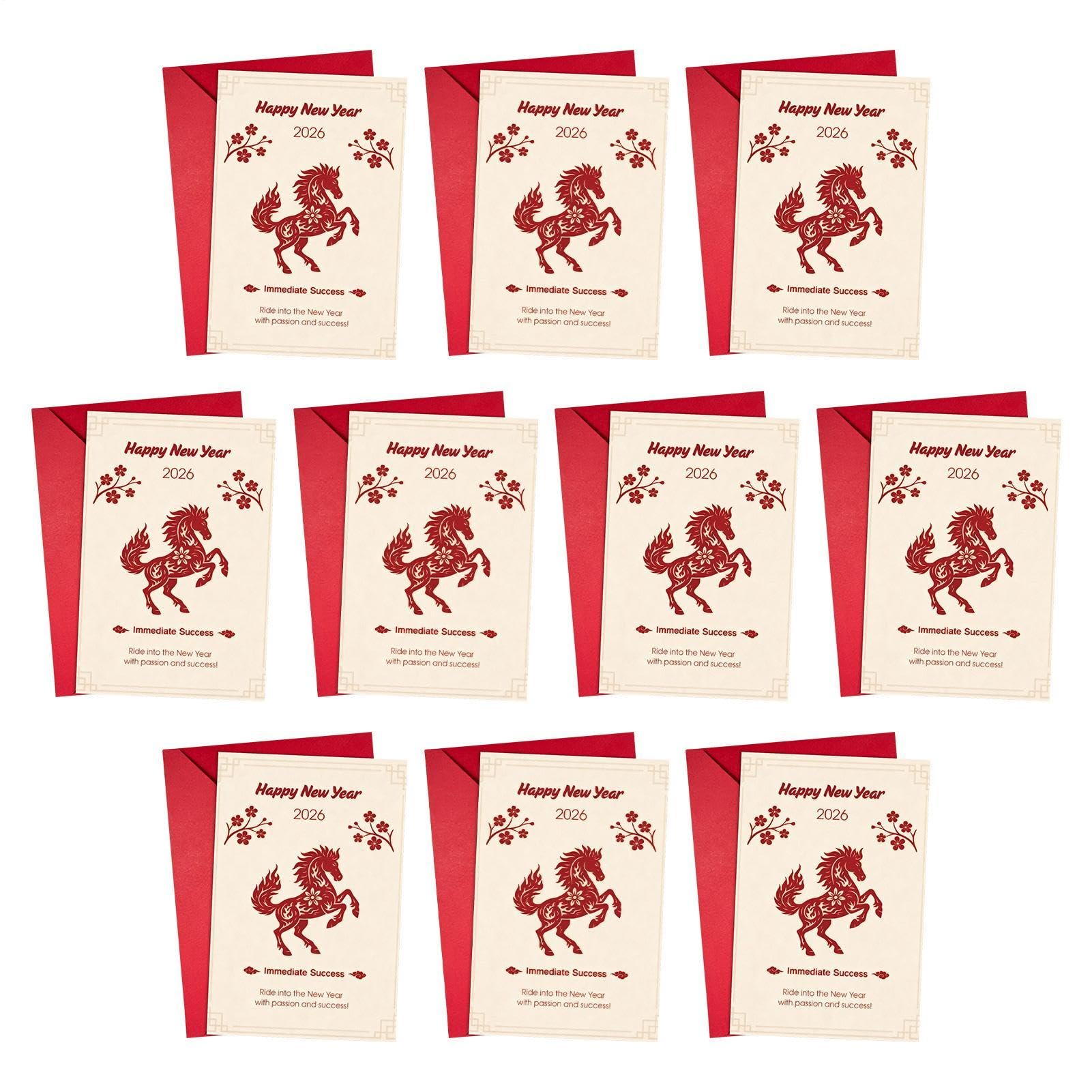 Générique New Year Greeting Cards,Traditional Blessing Postcard - With Envelopes For Chinese Greeting 2026 | For Holiday Winter Party Business and Family Reunion