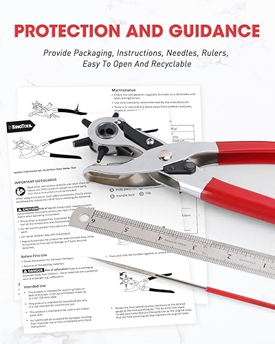 Miniatura 9 de KingTool Juego de perforaciones de cuero, perforador giratorio súper resistente, herramienta para hacer varios tamaños de agujeros