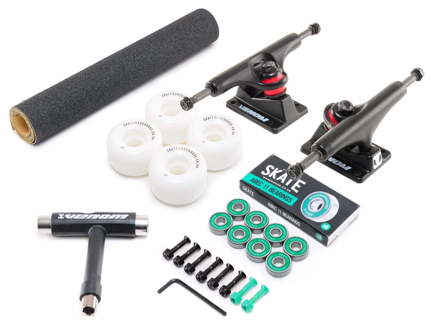 Venom x Skatewarehouse Full Skateboard Undercarriage Kit - Core Black Trucks