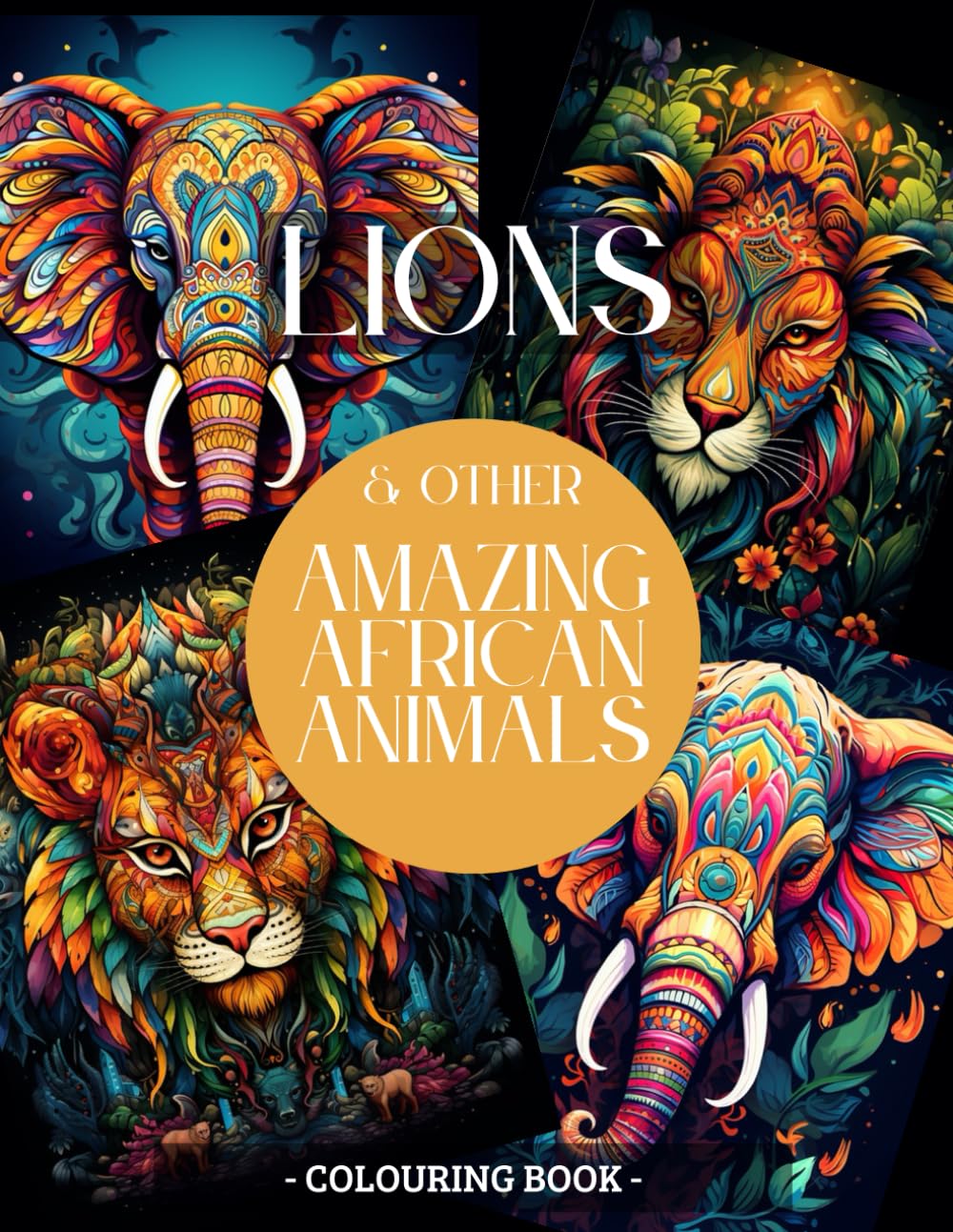 Lions & Other Amazing African Animals - Colouring Book: Animal colouring book - Lions and African animals mandala adult colouring book teen colouring book
