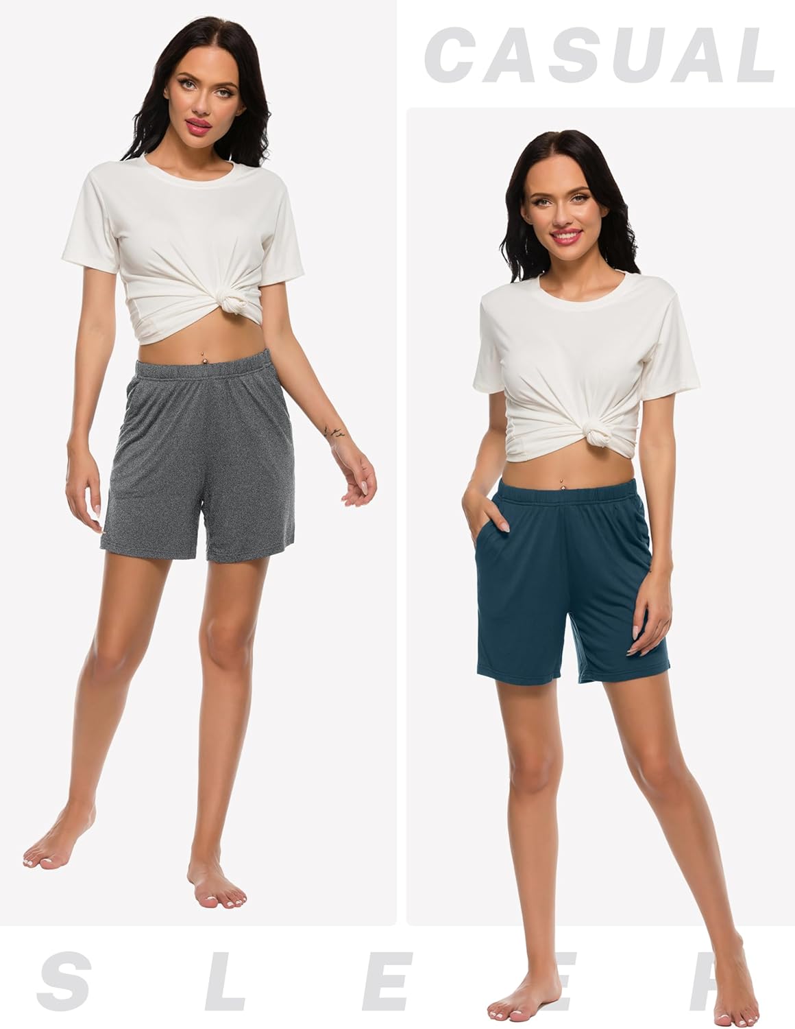 JINSHI Womens Pajama Shorts Soft Comfortable Lightweight Elastic Drawstring Modal Pajama Bottoms Lounge Shorts with Pockets - Image 7