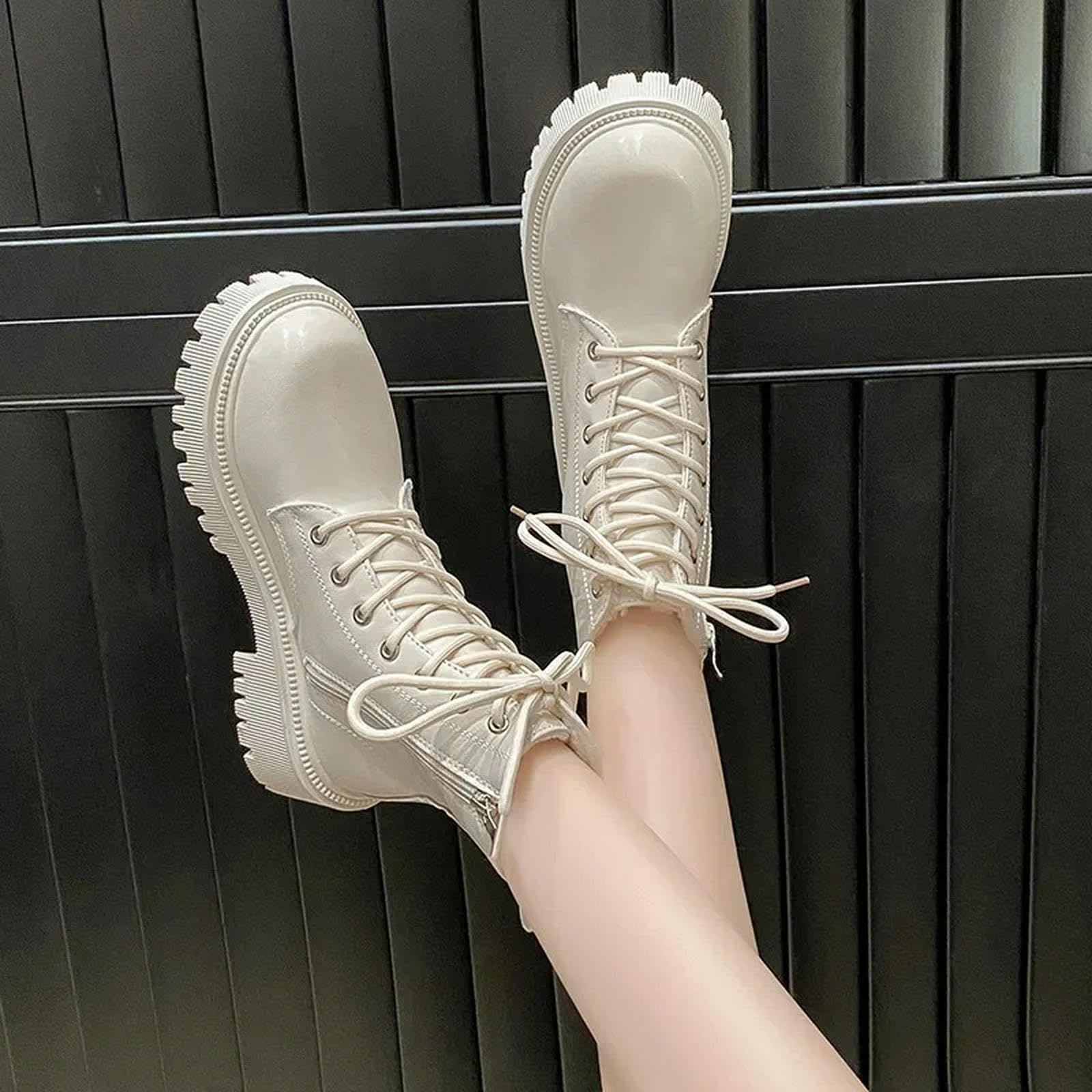 Botas de Nieve para Mujer Otoño E Invierno De Peluche Botas De Motocicleta con Suela Gruesa Botas De Nieve con Cremallera Cómodas