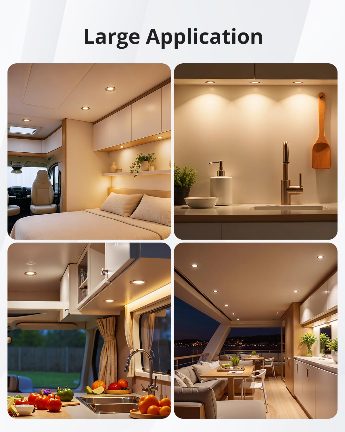 Gr4tec Spot LED Encastrable 12V Noir, 3W Plafond Dimmable 3000K Blanc Chaud 240LM, Alu Spots Encastrable Extra Plat 12mm, Trou 58-62mm, IP44 Spot Encastré pour Camping-car Caravane Bateau, Lot de 6