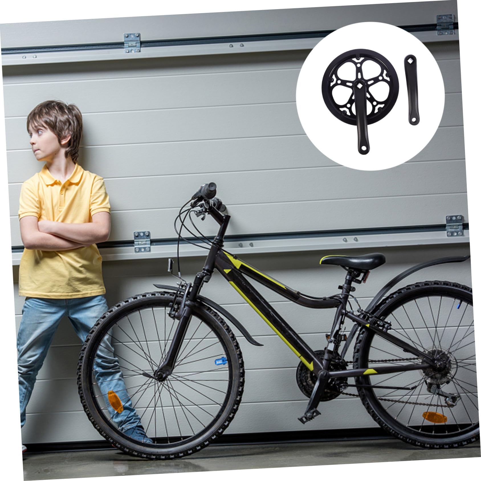 Mikikit Guarnitura Singola Pedivella da 170mm per Bici Corona da 52 Denti in Ferro Nero Resistente all'Usura, Accessorio di Ricambio per Bicicletta da Strada