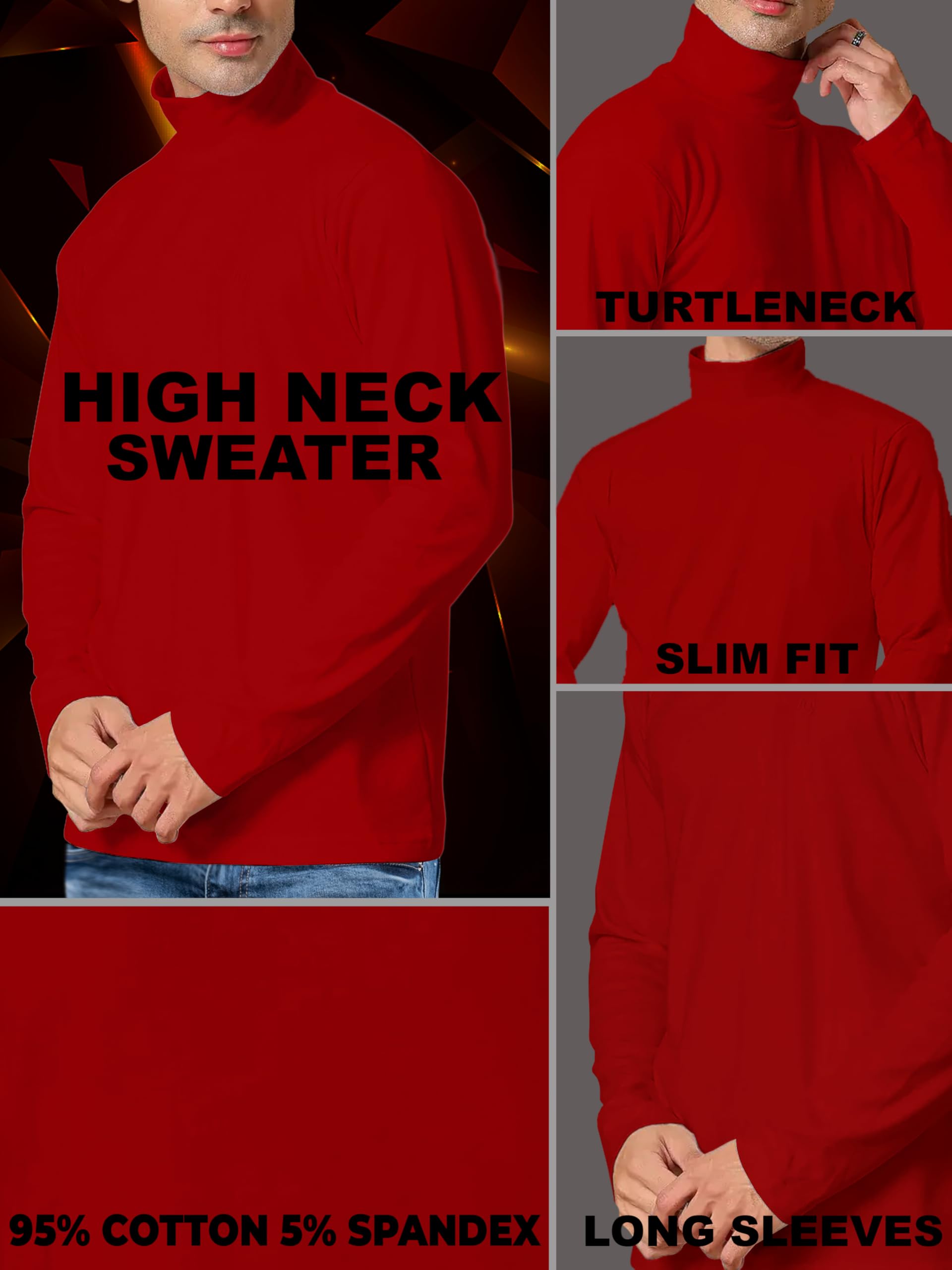 Herren Rollkragen Langarmshirt - Winterpullover Pullover für Männer - Bild 19 von 20