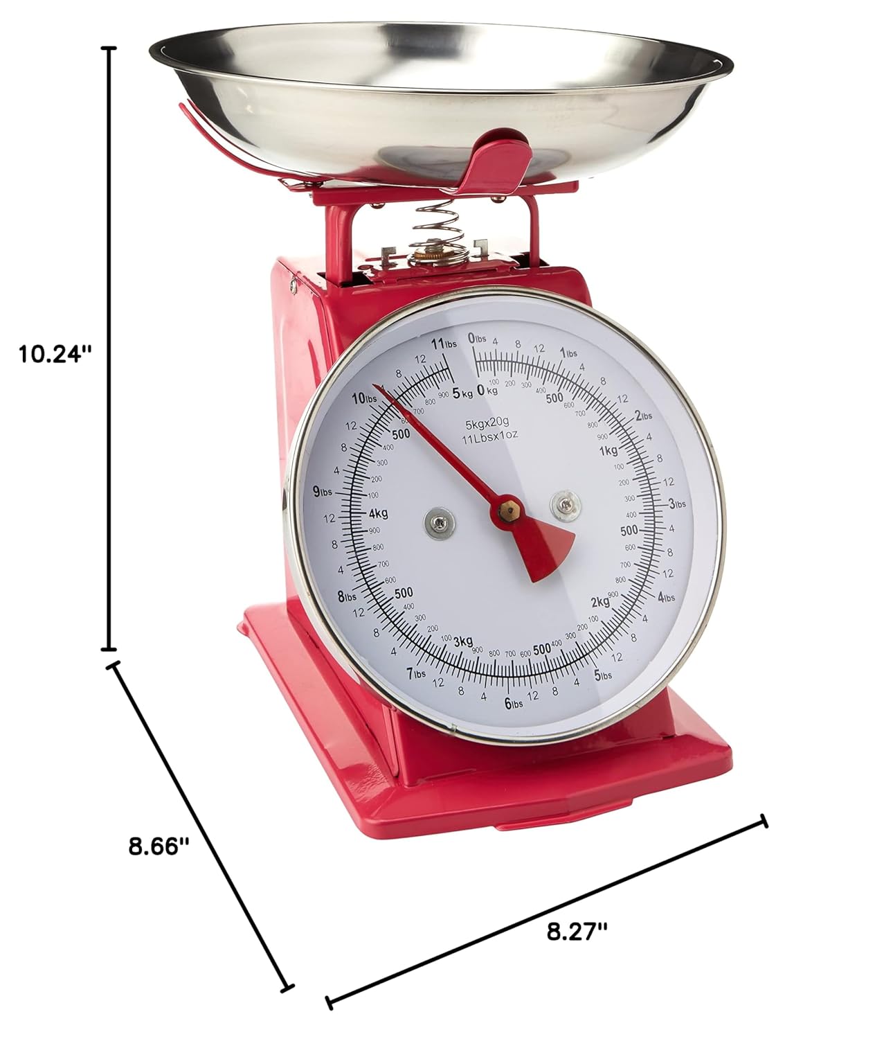 Premier Housewares Retro Kitchen Scale - 5 Kg - Red Hot Pink