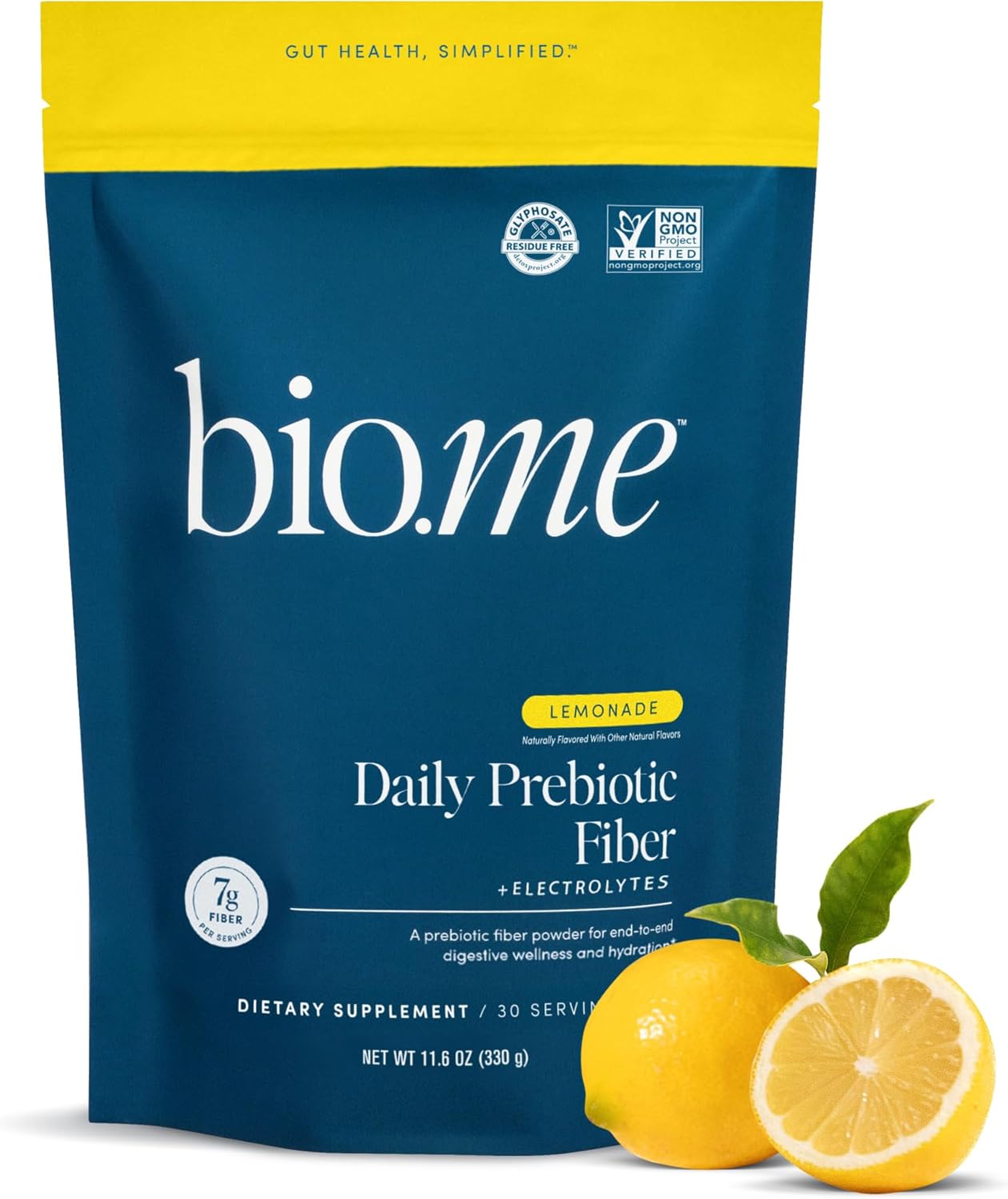 Daily Prebiotic Fiber Lemonade with Electrolytes - 7g Per Serving - Soluble Fiber Supplement Powder for Women & Men - Digestive Health, Gut Health & Hydration - Sugar Free - 30 Servings