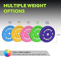 Vista 5 de Olympic Bumper Plates Bench Press Barbell Weights Set 2 - Inch, 10-55 lb Colored Rubber Weight Sets for Home Gym, Strength Training Plate Includes