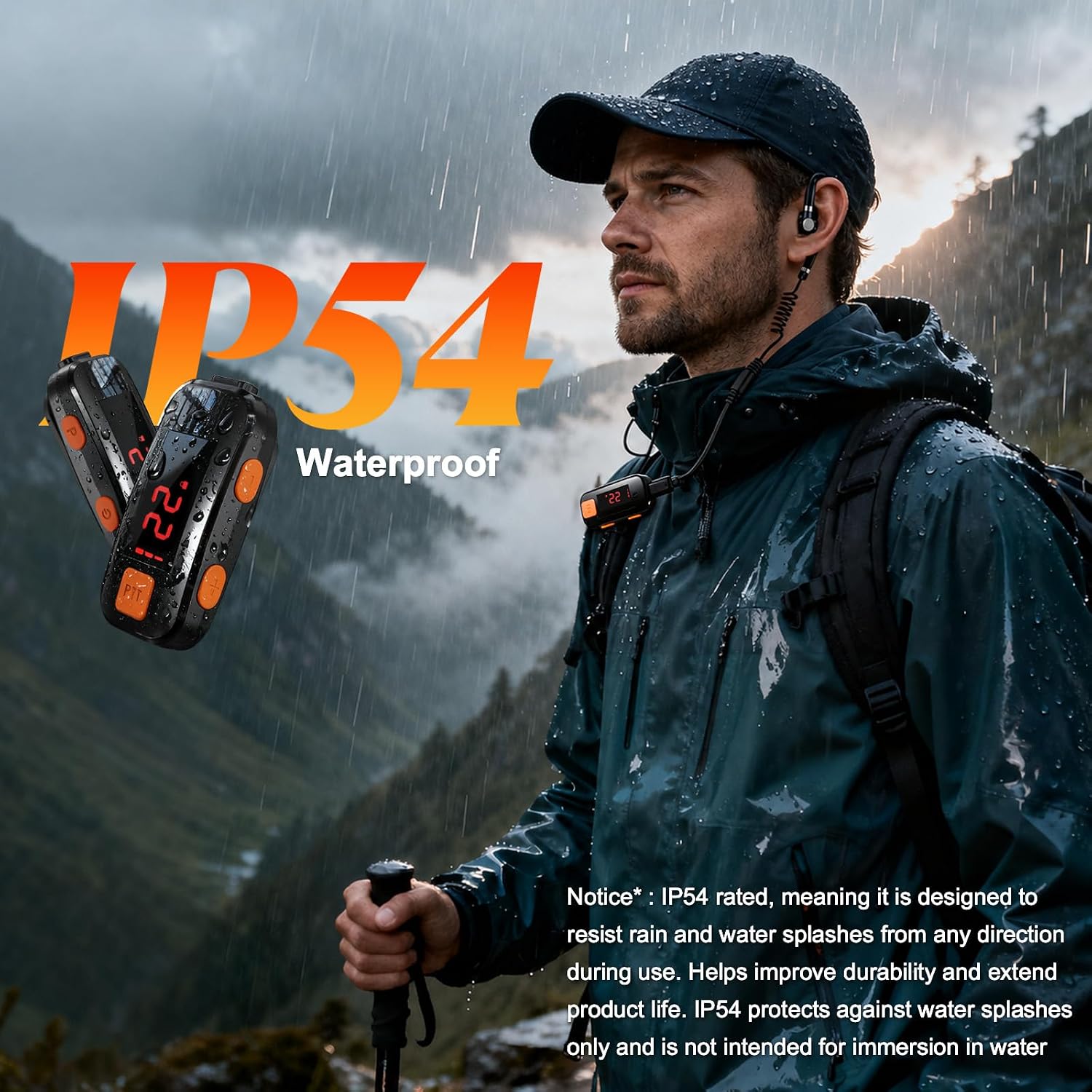 3 Pack Mini Walkie Talkies, IP54 Waterproof Two Way Radios