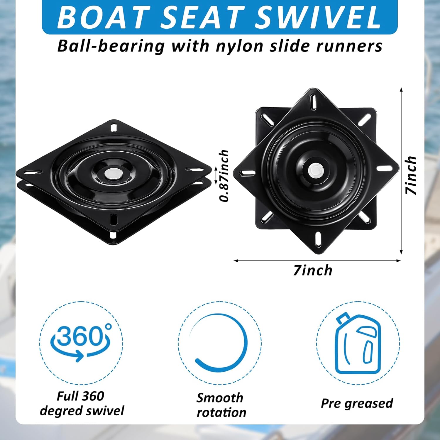 2 Pcs Boat Seat Base Adjustable Boat Seat Pedestal and 360 Degree Swivel Plate Replacement Adjustable Base for Swivel Pedestal Yacht