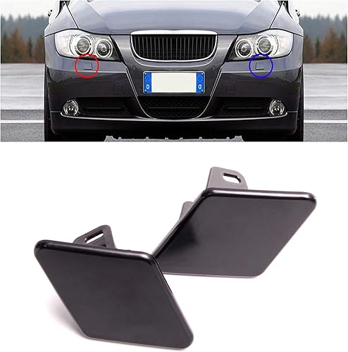 Miniatura 6 de Tapa de boquilla para lavadora de faros delanteros, 1 par, color negro plano, compatible con BMW Serie 3 E90/E91 2005-2009