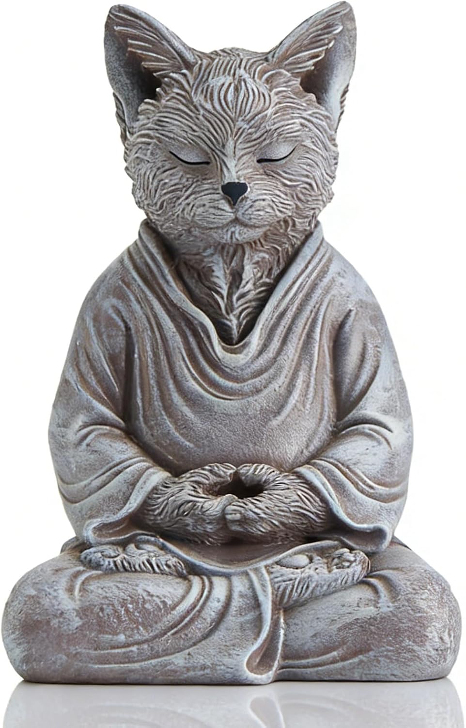 Cat Zen Buddha Meditating Statue Decor, 7 inch Suitable for Home Office Desk Shelf, Gift for Cat Enthusiasts Zen Practitioners