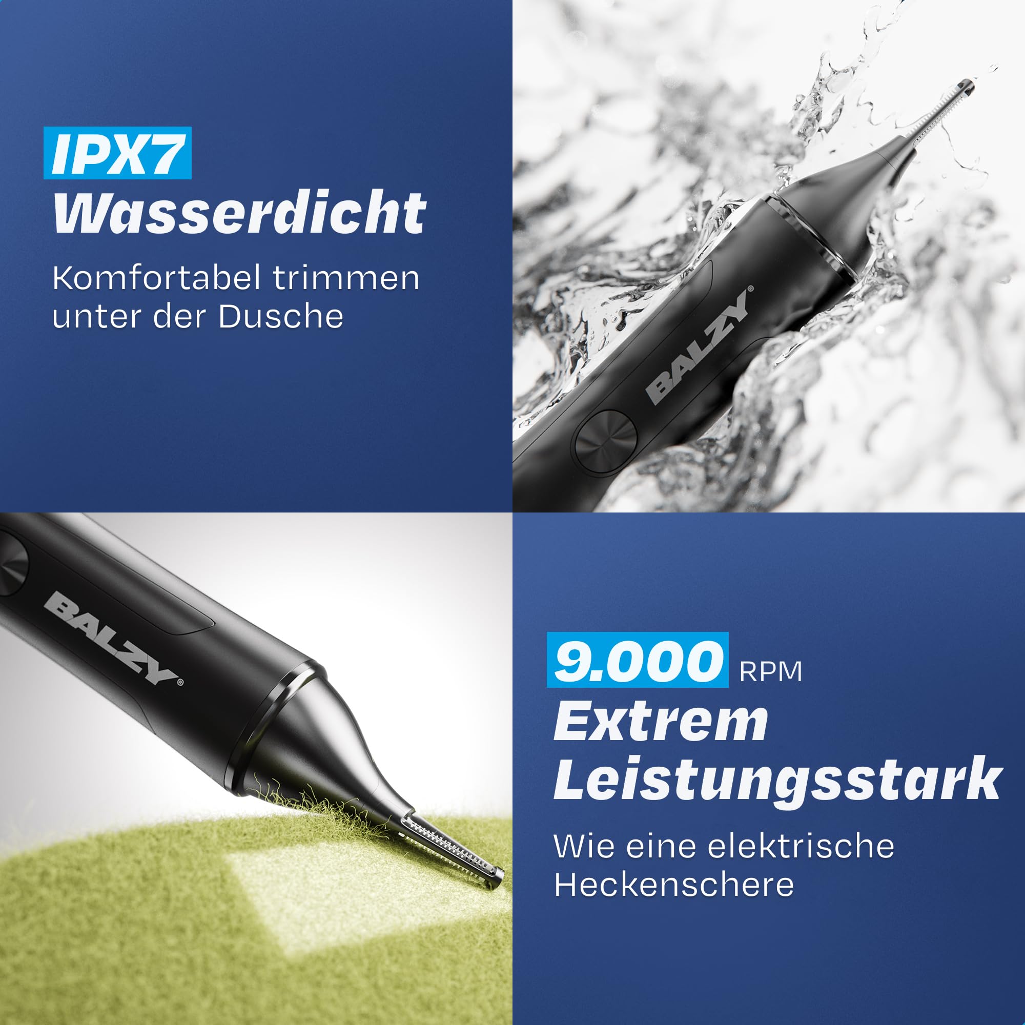 SnoutScraper® 2.0 Nasenhaartrimmer Herren 3-in-1 – Nasen- & Ohrhaarentferner, Augenbrauentrimmer, Präzisionstrimmer mit SafeShave™, USB-C Akku, 90 Min. Laufzeit, IPX5