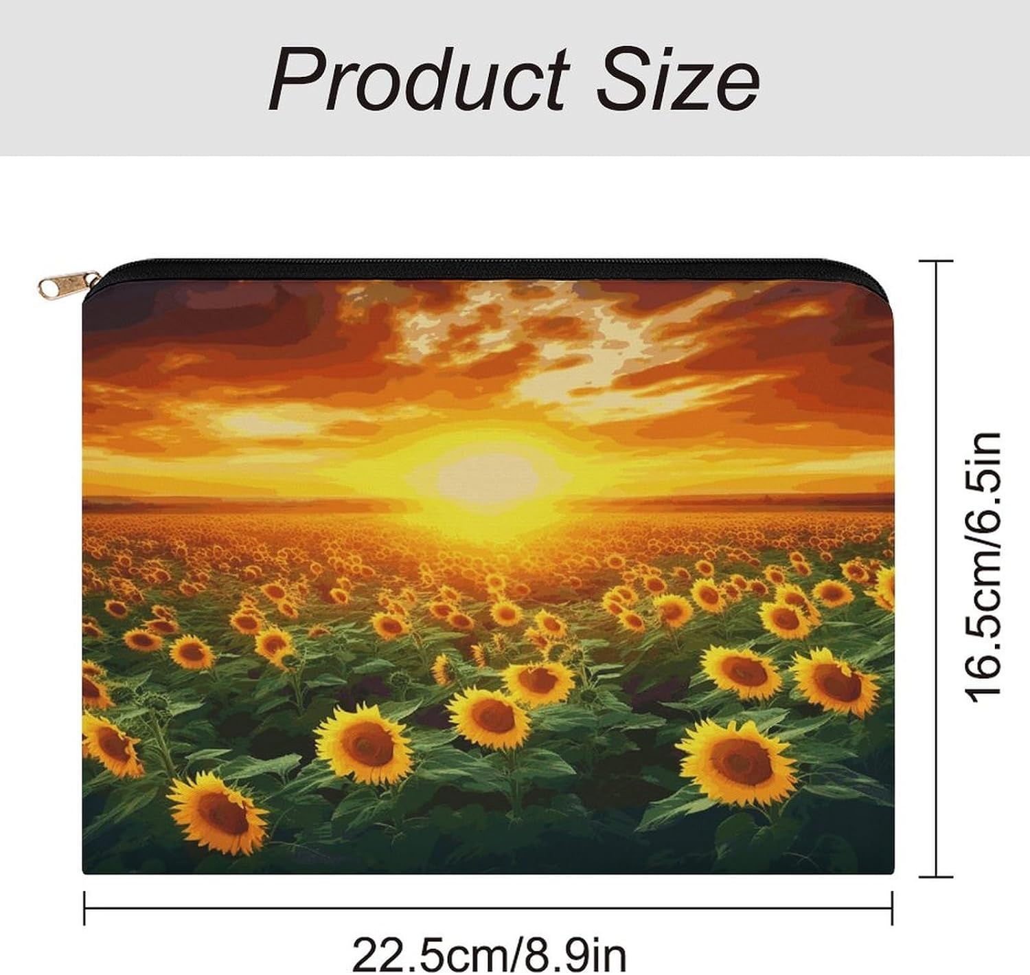 Dreamlike Sunset Of A Sunflower Field Makeup Bag Toiletry Bag Cosmetic Bag image 2