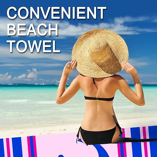 Miniatura 5 de Toalla de playa para piscina, de gran tamaño, sin arena, de secado rápido, ligera, para viajes, natación, campamento, 71 x 31 pulgadas, flor de rosa