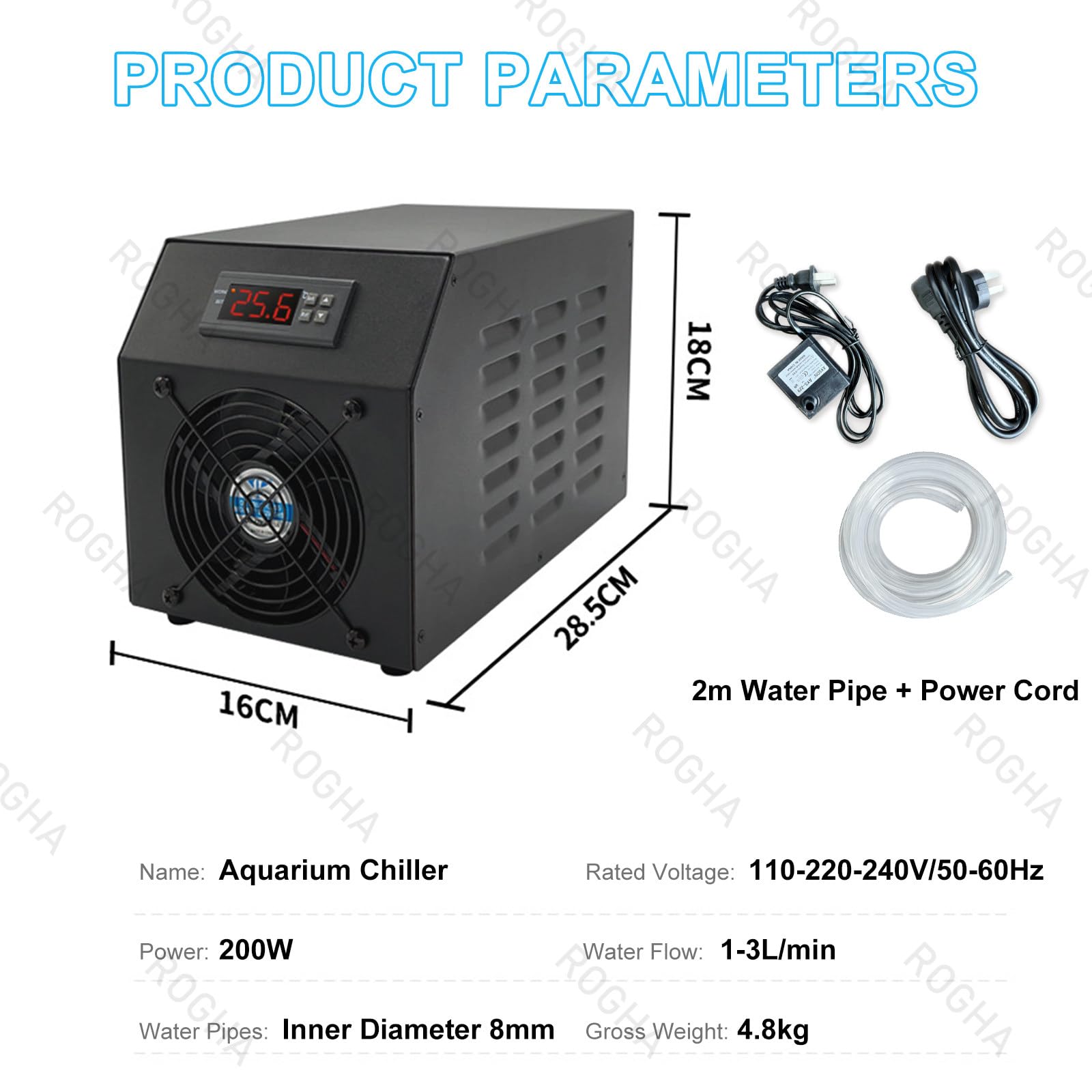 Enfriador de Temperatura Constante para acuarios Coral,enfriadores portátiles circulación Agua para peceras,Sistemas refrigeración para acuarios con Bombas y mangueras Refroidissement+chauffage