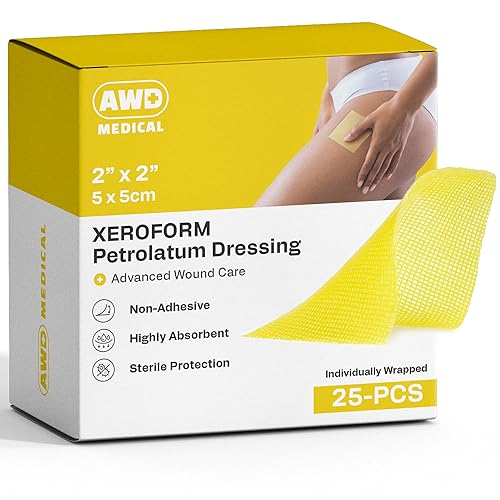 AWD Medical 2"x2" Xeroform Petrolatum Dressing, Non-Adherent Sterile Mesh Gauze