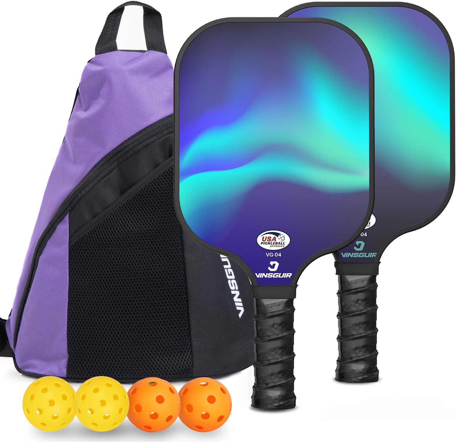 - Pickleball Paddle Set, USAPA Approved Fiberglass Pickleball Set of 2, 2 Paddles & 2 Pickleballs, Lightweight Carrying Bag, Pickle Ball Paddle Gifts for Beginners & Pros, Aurora Blue