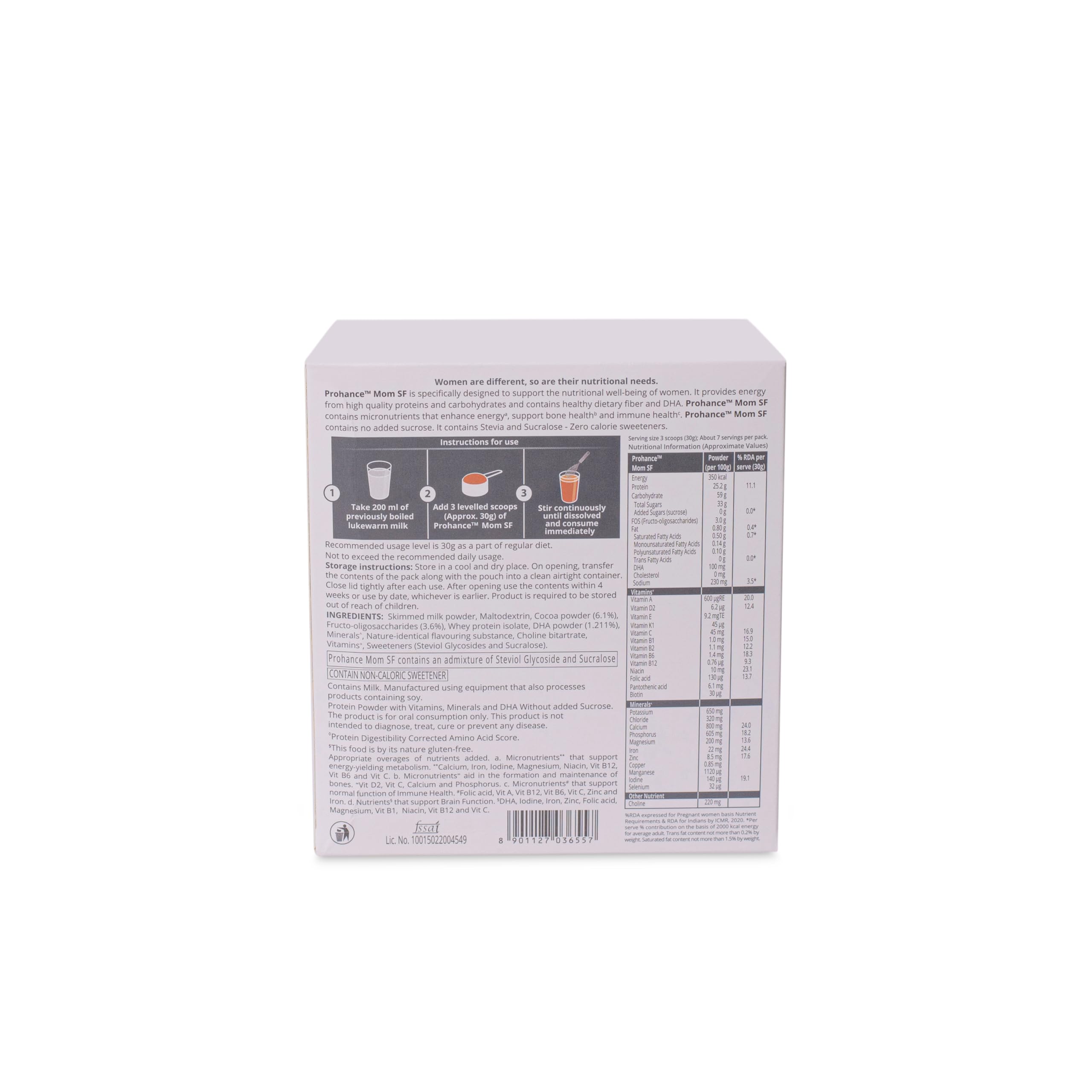 Prohance Mom SF Chocolate - Pack of 200g Powder 2