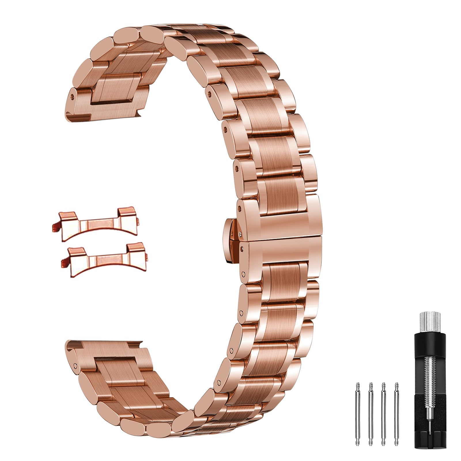 Nelumbo Quick Release Metal Chain Butterfly Clasp Watch Bands 18mm 19mm 20mm 21mm 22mm 24mm Stainless steel Watch Strap Bracelet Replacement