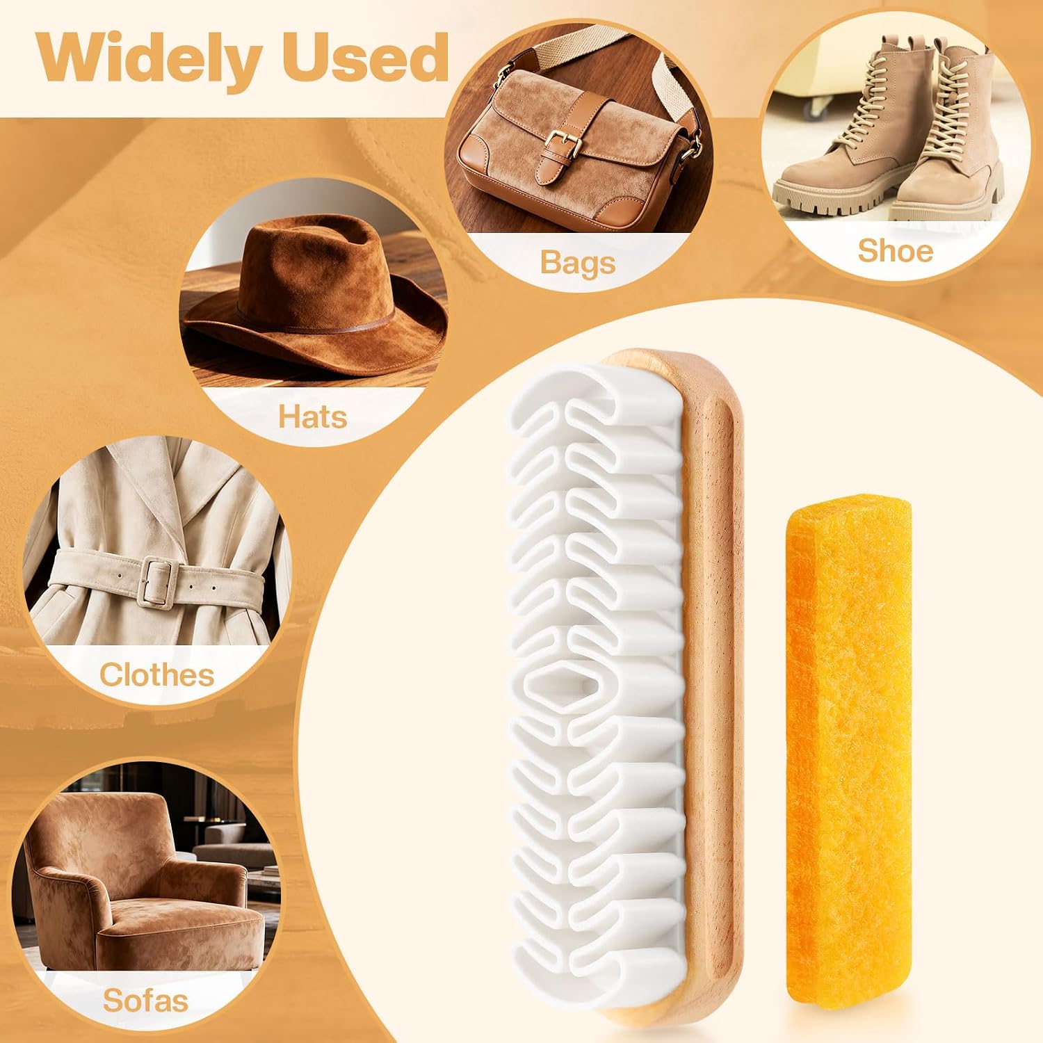 2 Pcs Suede Shoe Brush Nubuck Leather Cleaner Shoes Shine Dauber Crepe Applicators Set with Cleaning Eraser(Brush with Eraser)