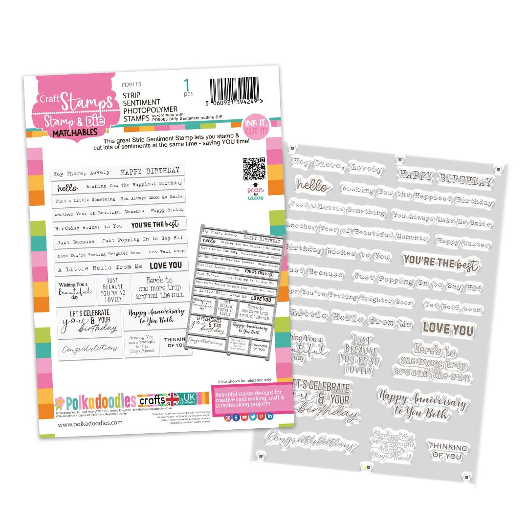 Strip Sentiment A5/6 x 8 Panel Stamp - Photopolymer Stamp Set for Craft, Card Making & Scrapbooking wh