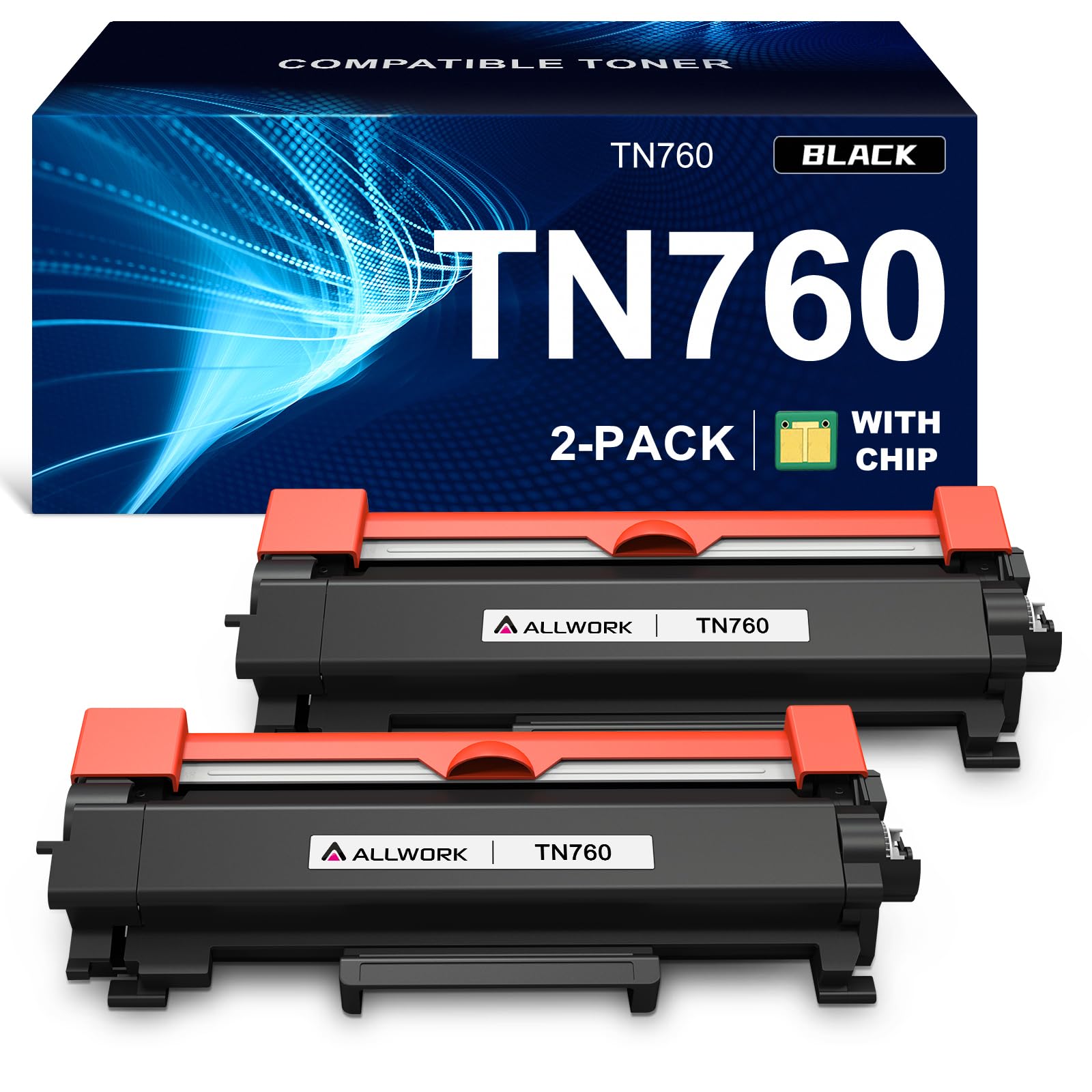 TN760 Toner Replacement for Brother TN760 TN730 Toner Cartridge 2Pack Black