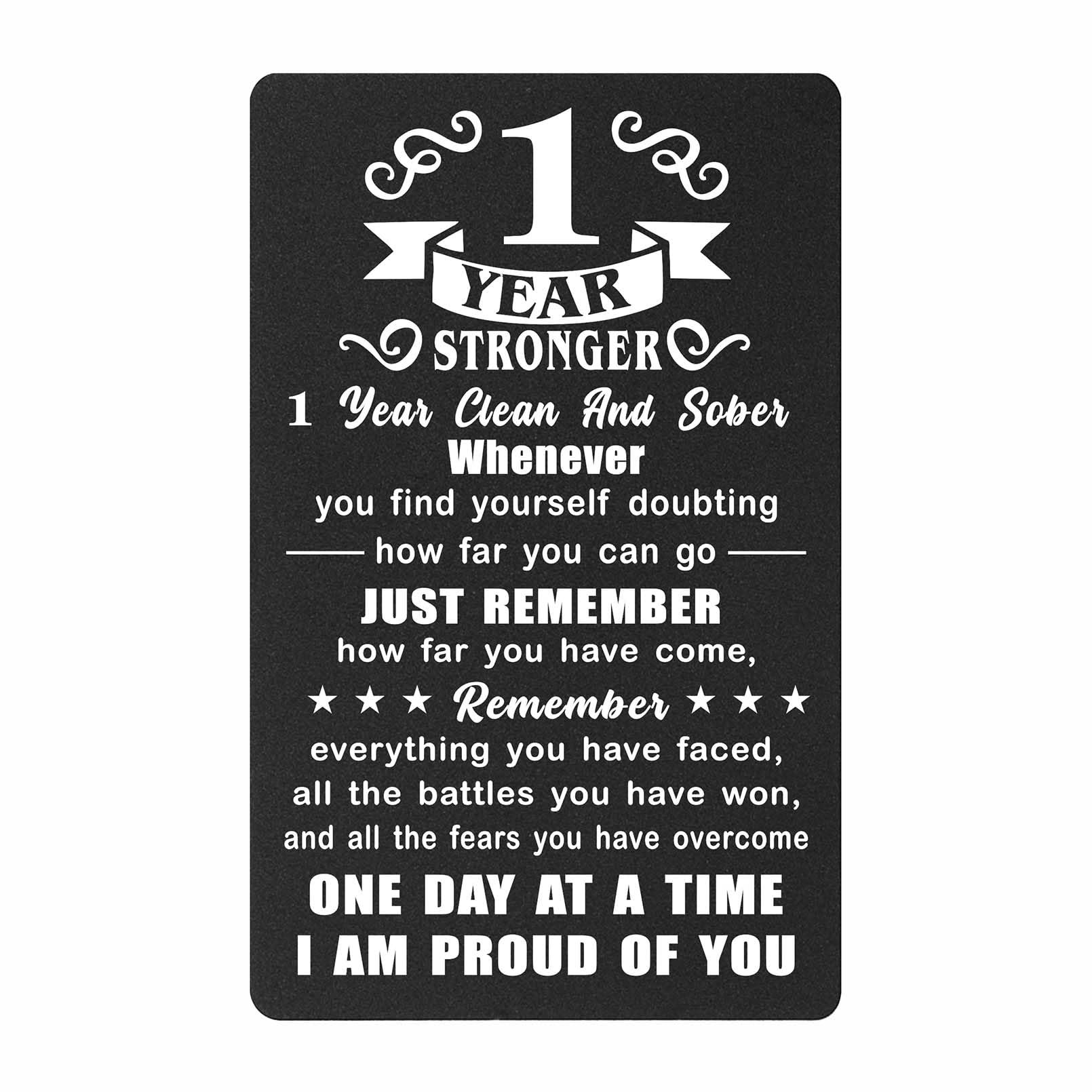 Richesele 1 Year Sobriety Gifts - 1 Year Sober Card for Women Men - Insipirational One 1 Year AA Addiction Recovery Token