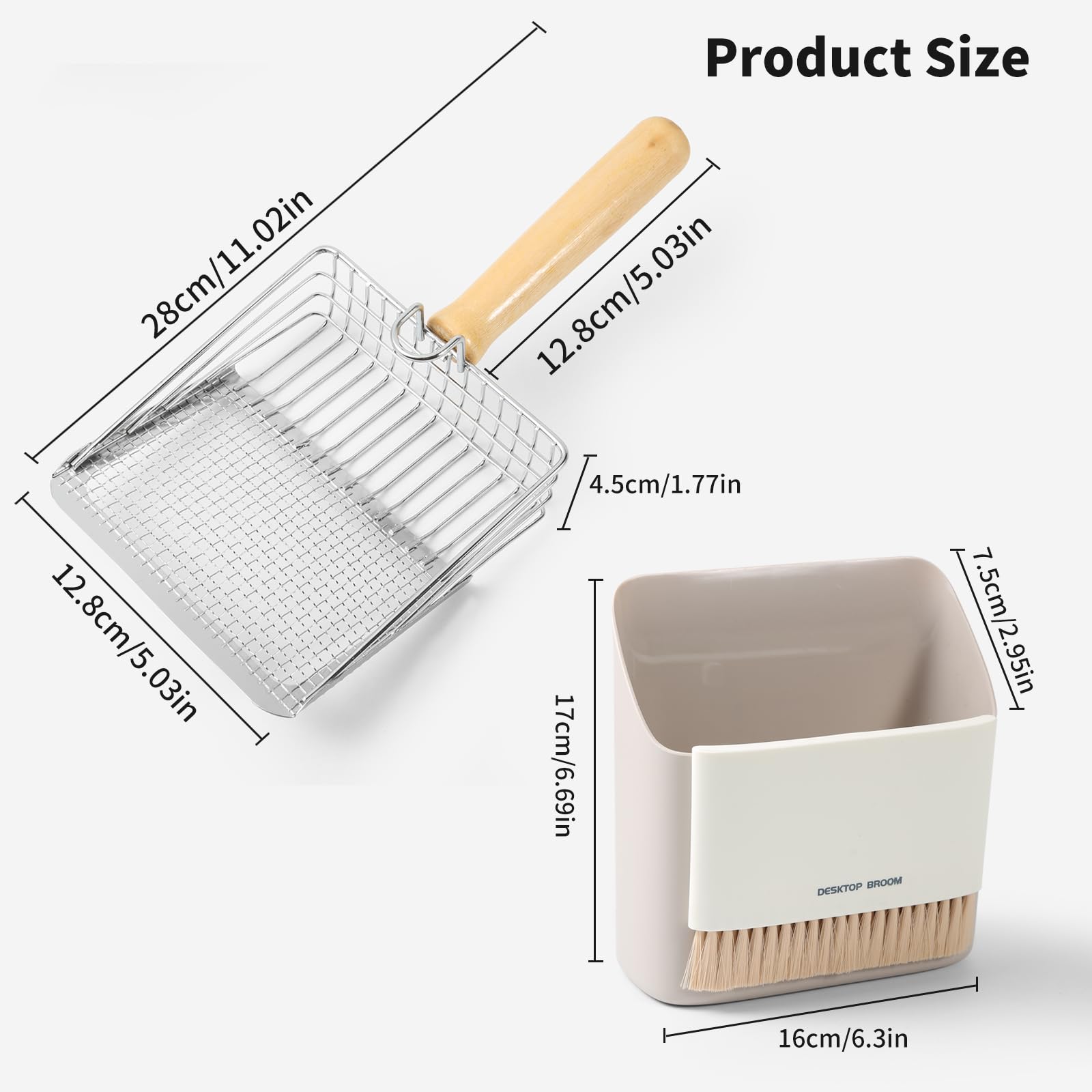 Upgraded 3 Piece Cat Litter Set:Stainless Steel Litter Scoop +