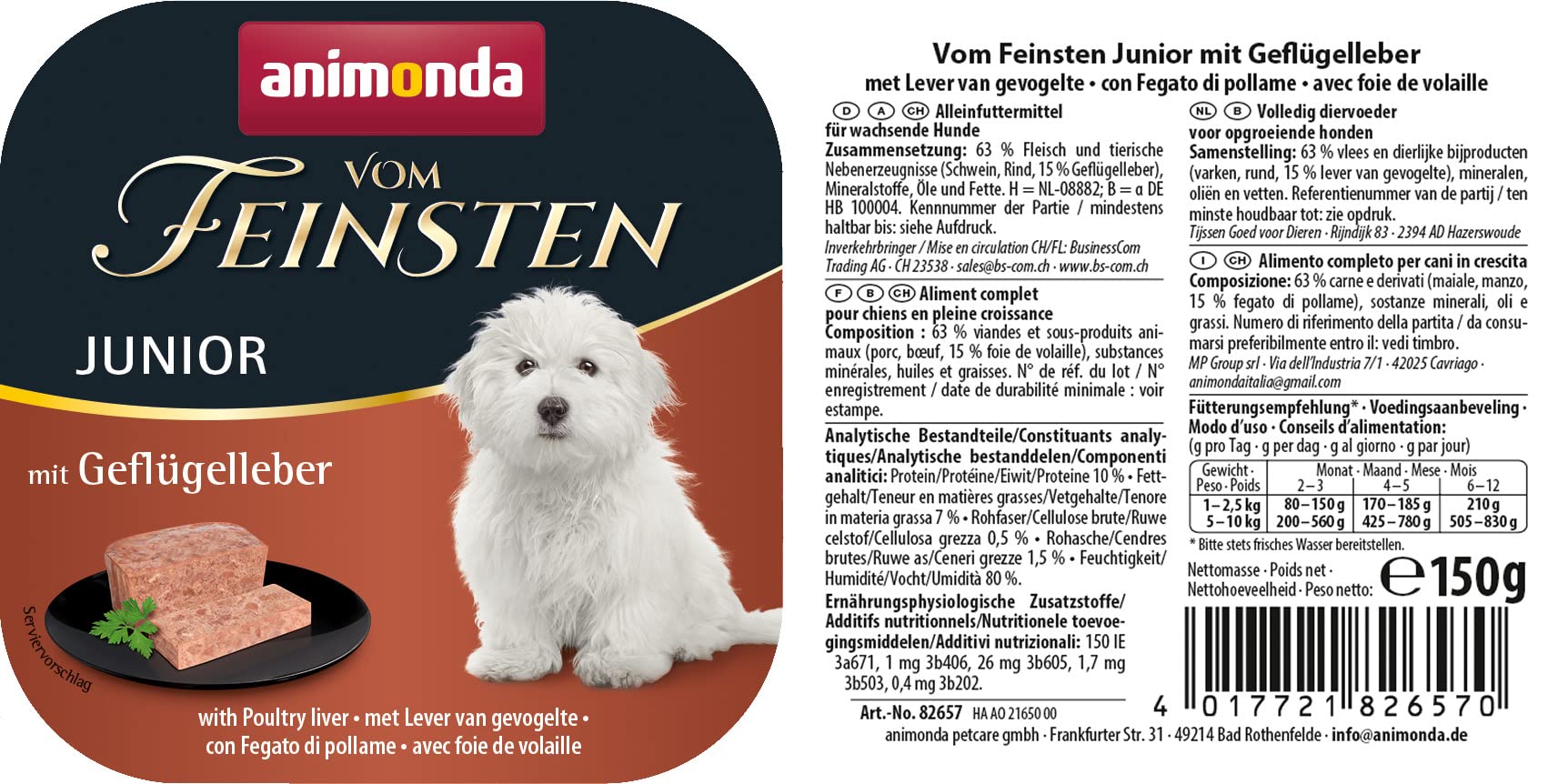 animonda Vom Feinsten Junior, mokra karma dla dorastających psów, 22x 150g