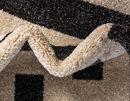 Miniatura 7 de Unique Loom Athens Collection - Alfombra clásica geométrica con diseño moderno de bordes, 8 x 8 pies, negrobeige