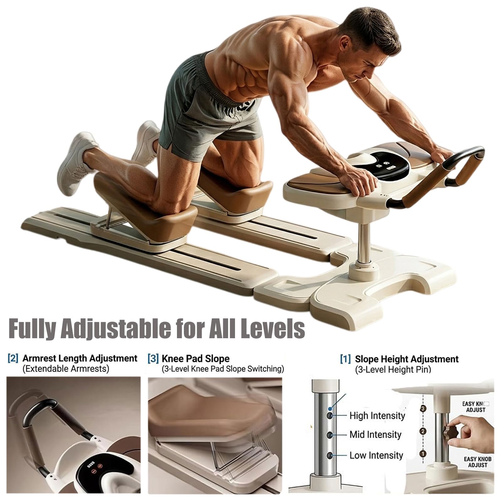 Trenażer kręgosłupa, Spine Twist and Stretch Trainer, 3-stopniowa regulacja wysokości, licznik LED, do pilatesu, do treningu mięśni brzucha, ujędrniania talii i rozciągania nóg, 100 kg