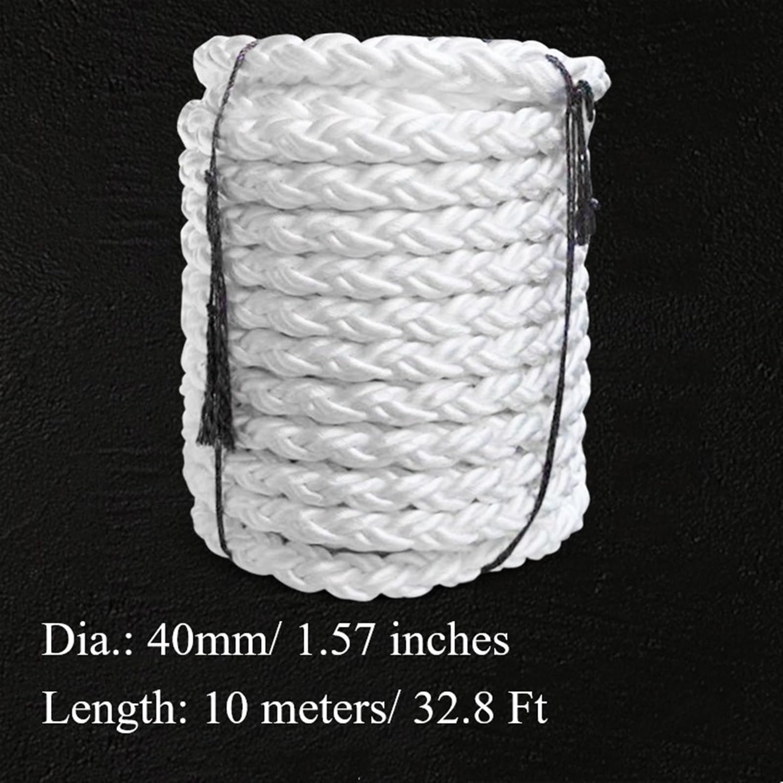 2 Pezzi 10 Metri Linee di Ormeggio 8 Fili Linee di Ormeggio Bianche Corde for Attracco Pesca su Strada, Kayak, Accessori for Barche Diametro 40mm