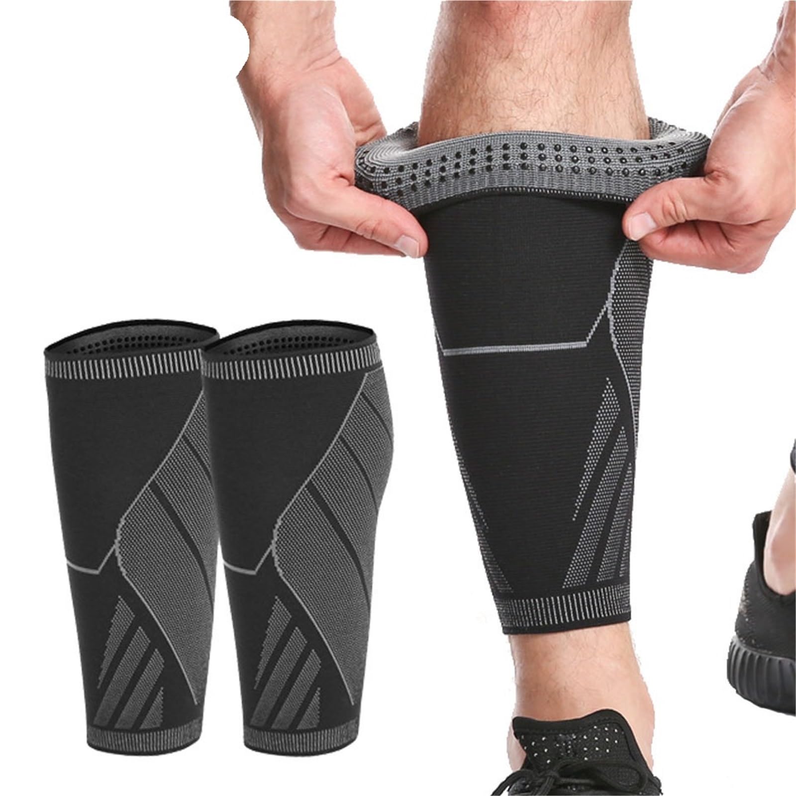 Mangas de compresión for pantorrillas for Hombres y Mujeres. Calcetines de compresión for piernas. Adecuadas para Fitness, Ejercicio y Bipedestación(1 Pair Black,M)