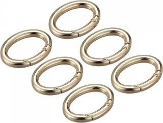 uxcell Spring Oval Ring, 6Pcs 1.5 Inch Round Spring Snap Clip Trigger Spring Keyring Buckle for Bags Purses Keychain, Gold Tone
