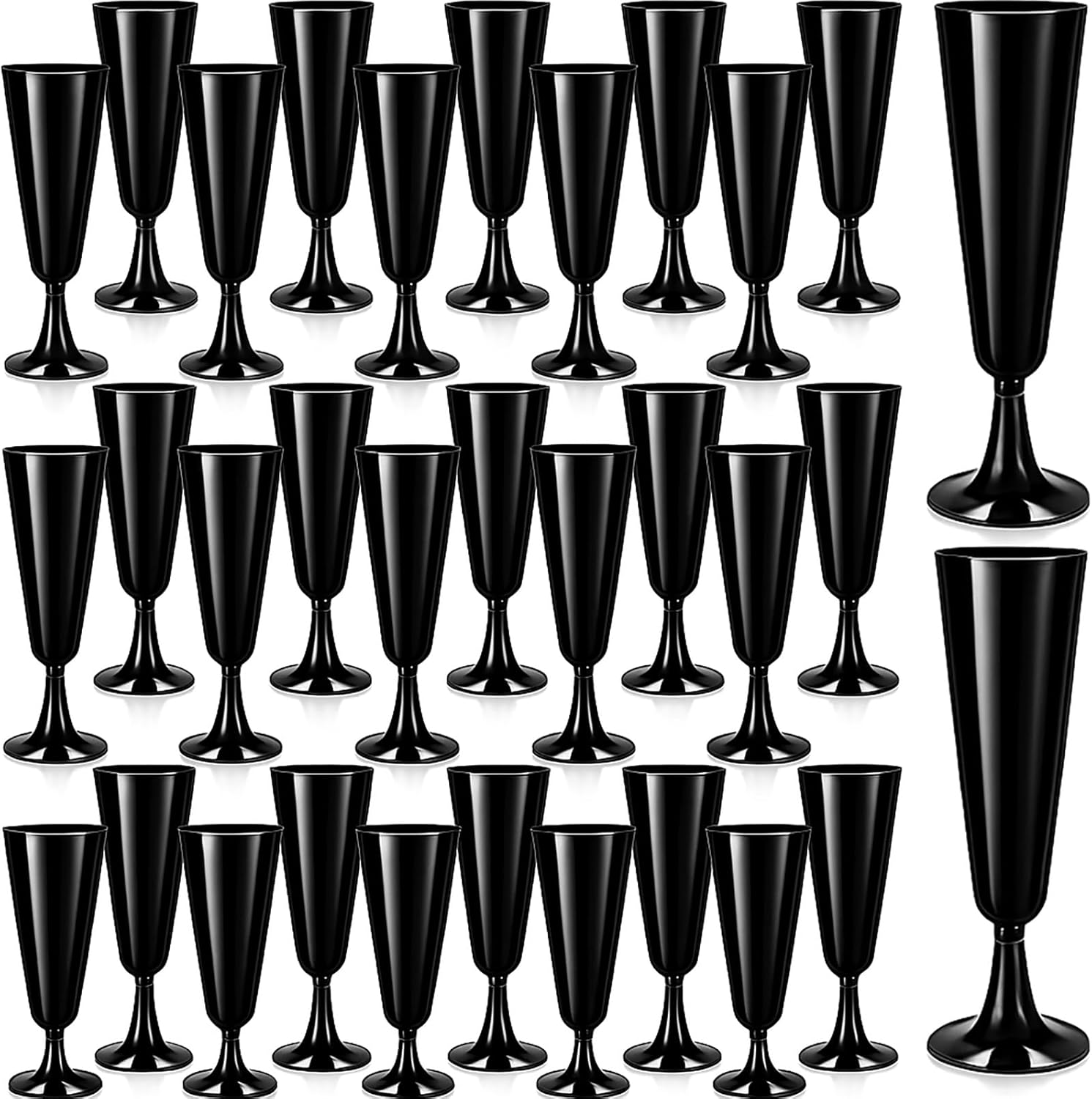 Domensi 200 Pack Black Champagne Flutes Bulk Plastic Disposable Champagne Glasses 5.5 oz Plastic Mimosa Glasses Wedding Cocktail Cups for Engagement Birthday Graduation Decor 2026 Party Supplies