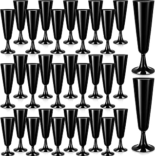 Domensi 40 Pack Black Champagne Flutes Plastic Disposable 5.5 Oz Bulk