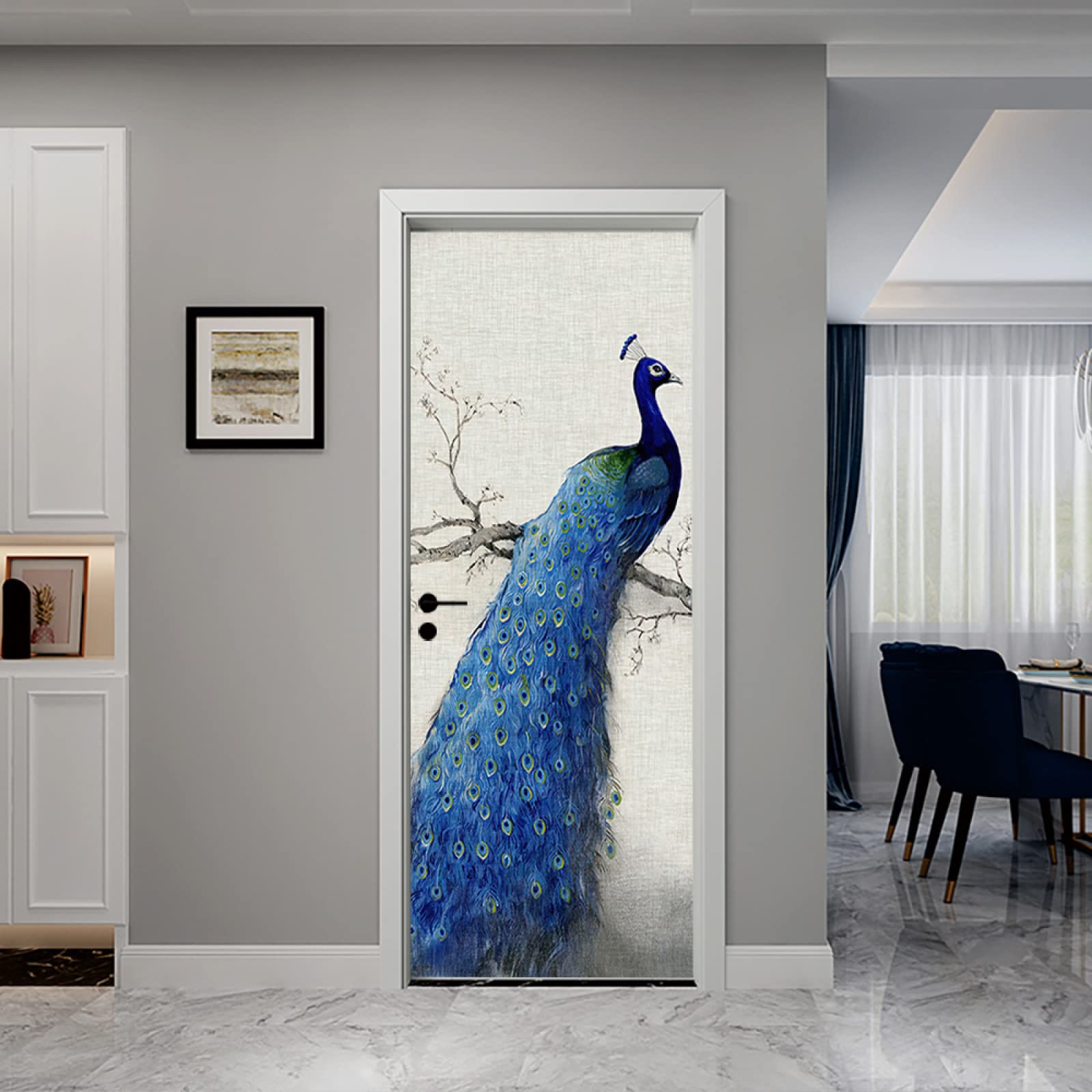 Adesivo Murale 3D Per Porta Con Pavone – Vinile Autoadesivo, Rimovibile, Decorazione Casa Giardino, Impermeabile, Per Rinnovare Porte In Legno