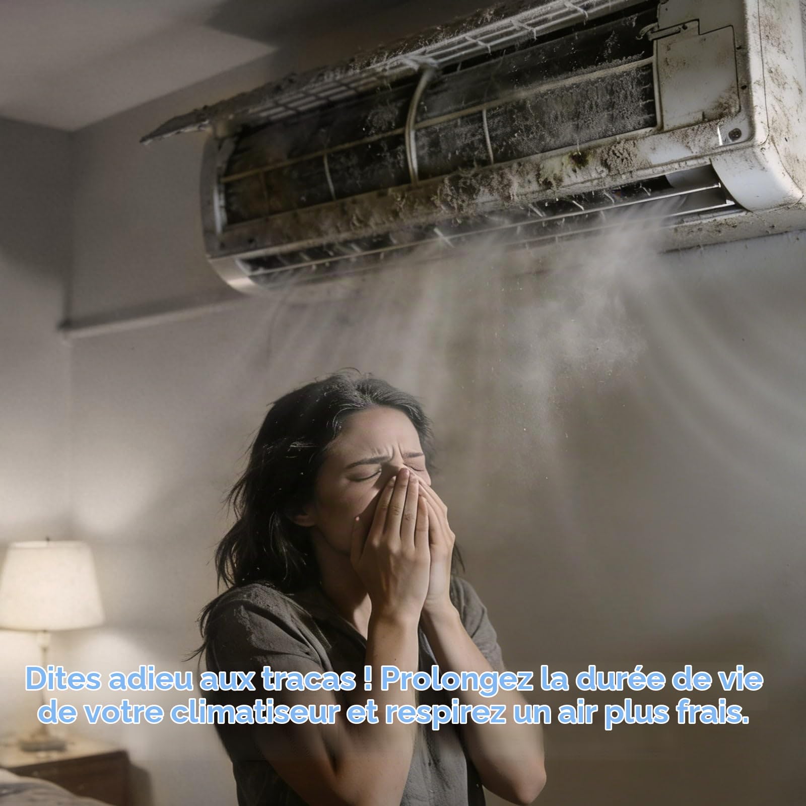 kit de nettoyage climatisation split pour climatiseur split, kit entretien climatisation avec parois latérales renforcées et sac de nettoyage étanche (Bleu-blanc transparent, Type C)