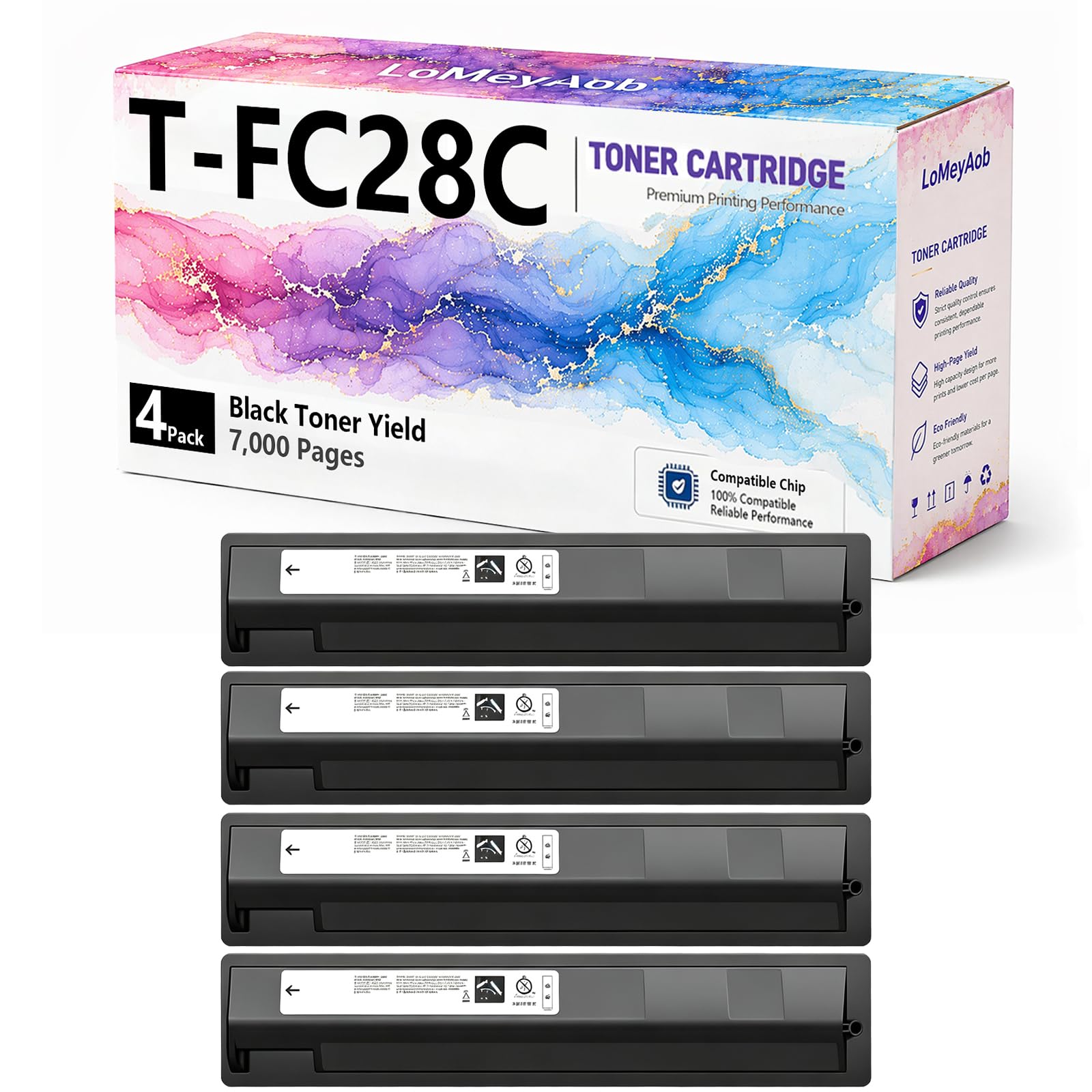 Cartuccia di toner T-FC28C, Sostituzione ad alta resa per la stampante Toshiba LaserJet 3530C 2820C 3520C 4520C 2830C, Colori ricchi, Stampe ad alta velocità, Immagine precisa, Alta rendibilità,4Pack