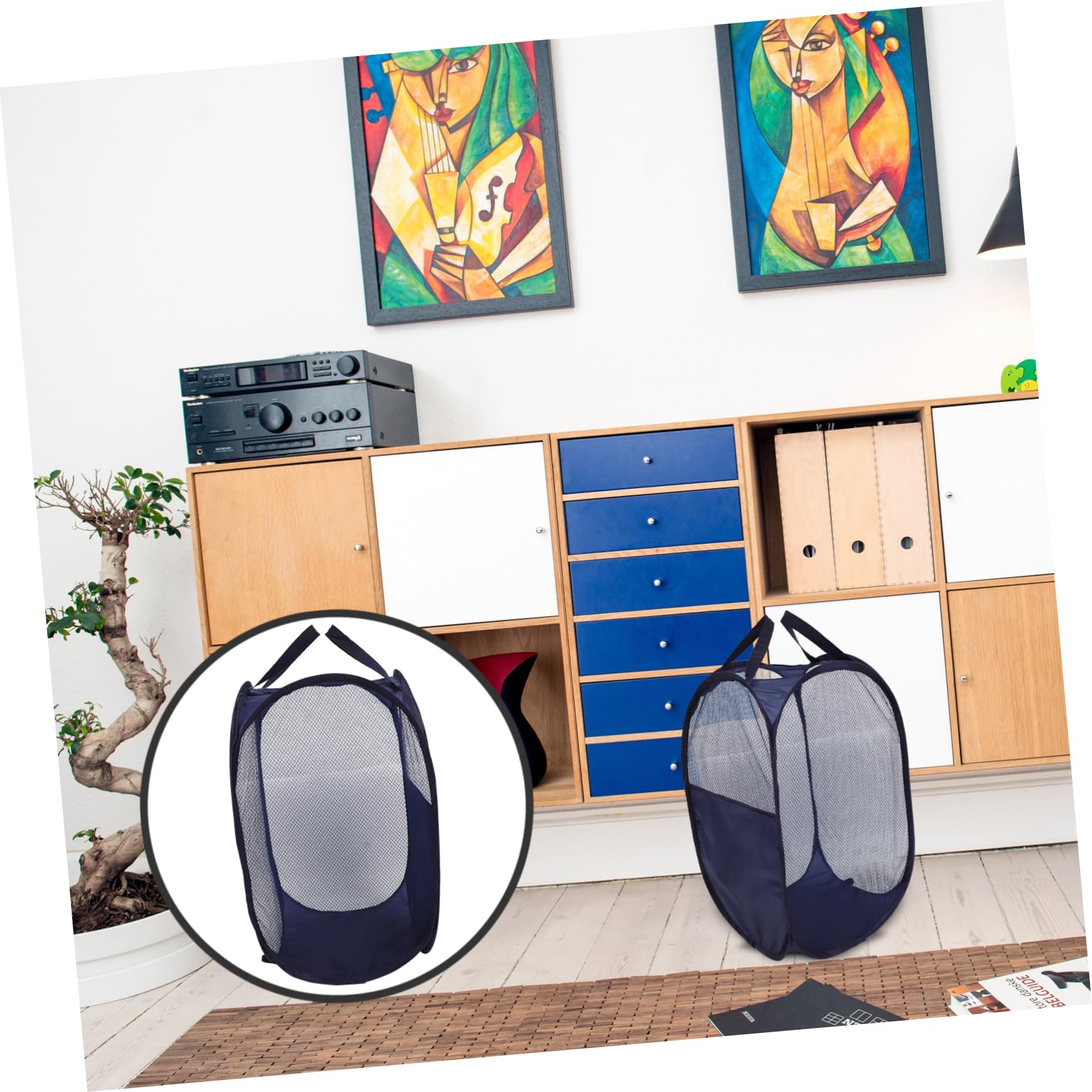 PRETYZOOM Pop up Laundry Basket Handles Large Capacity Collapsible Storage for Home